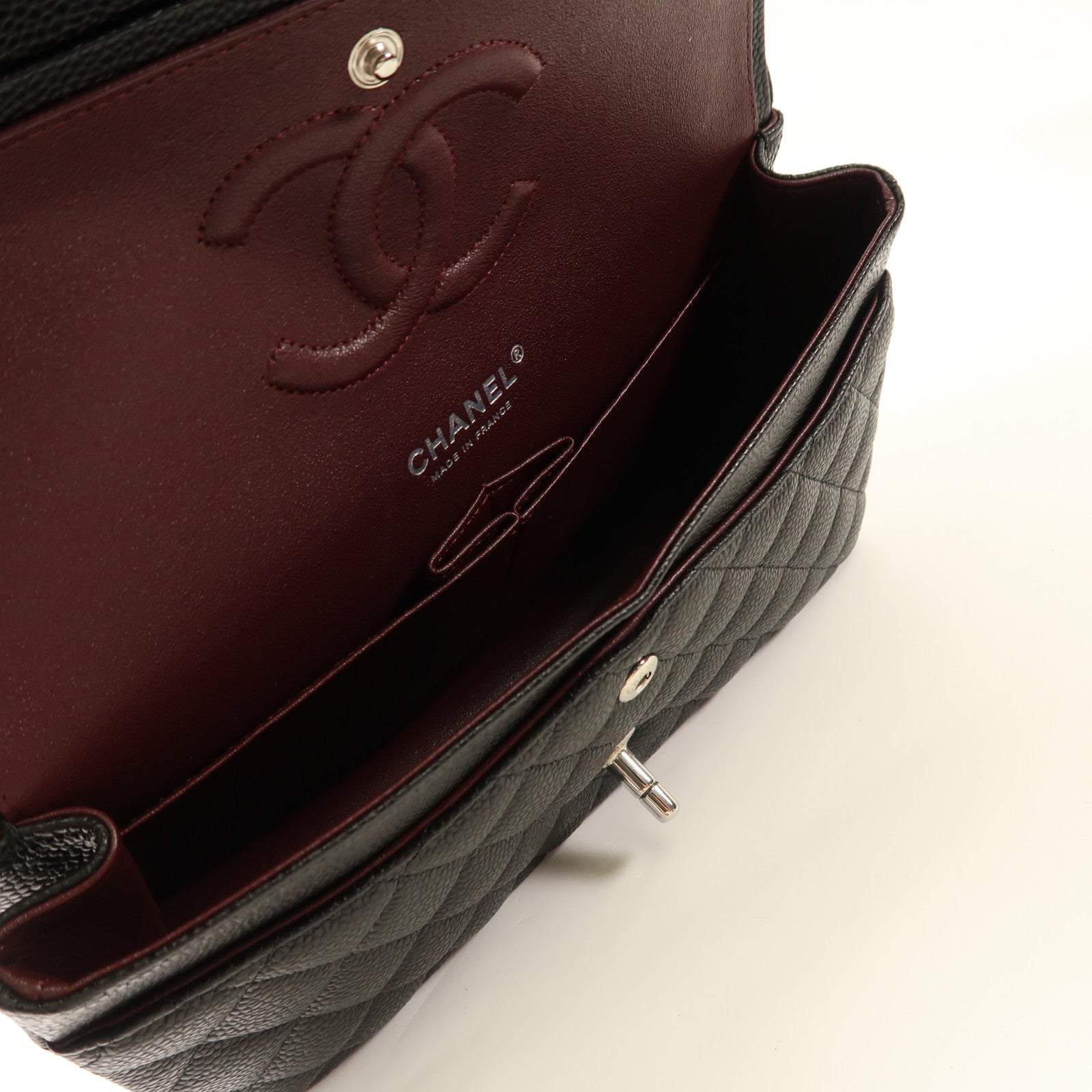 CHANEL 牛皮皮革Classic 25銀扣鏈帶肩背袋