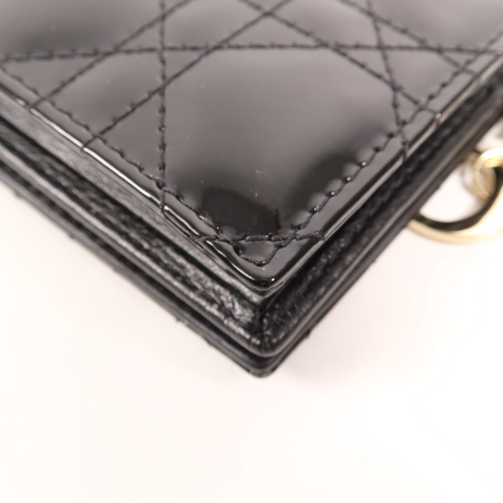 Dior 漆皮皮革Lady Dior Gardenia Wallet金扣錢包