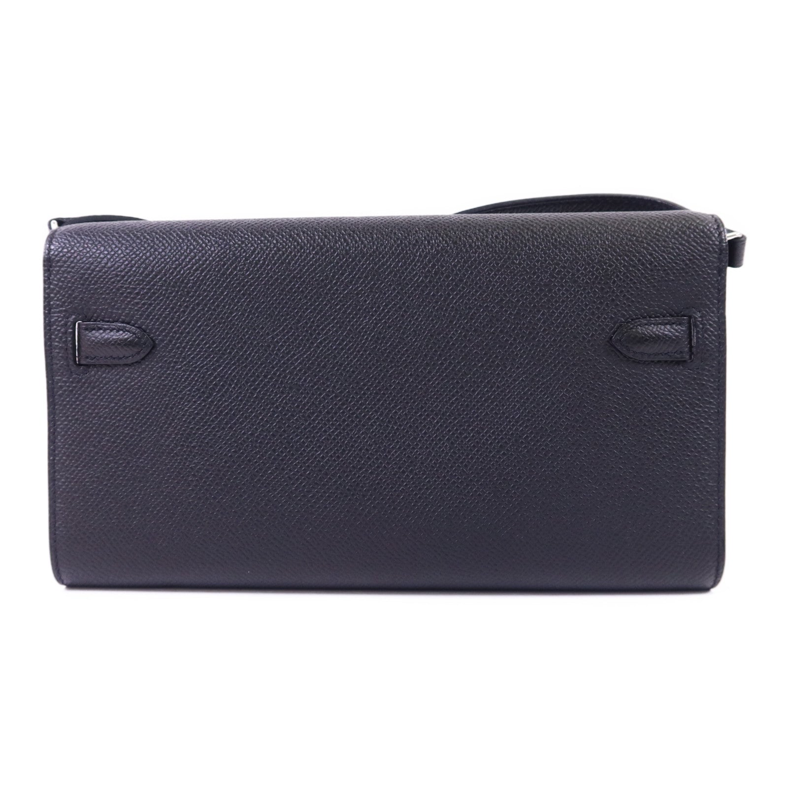 HERMES Epsom皮革Kelly To Go銀扣肩背袋Noir