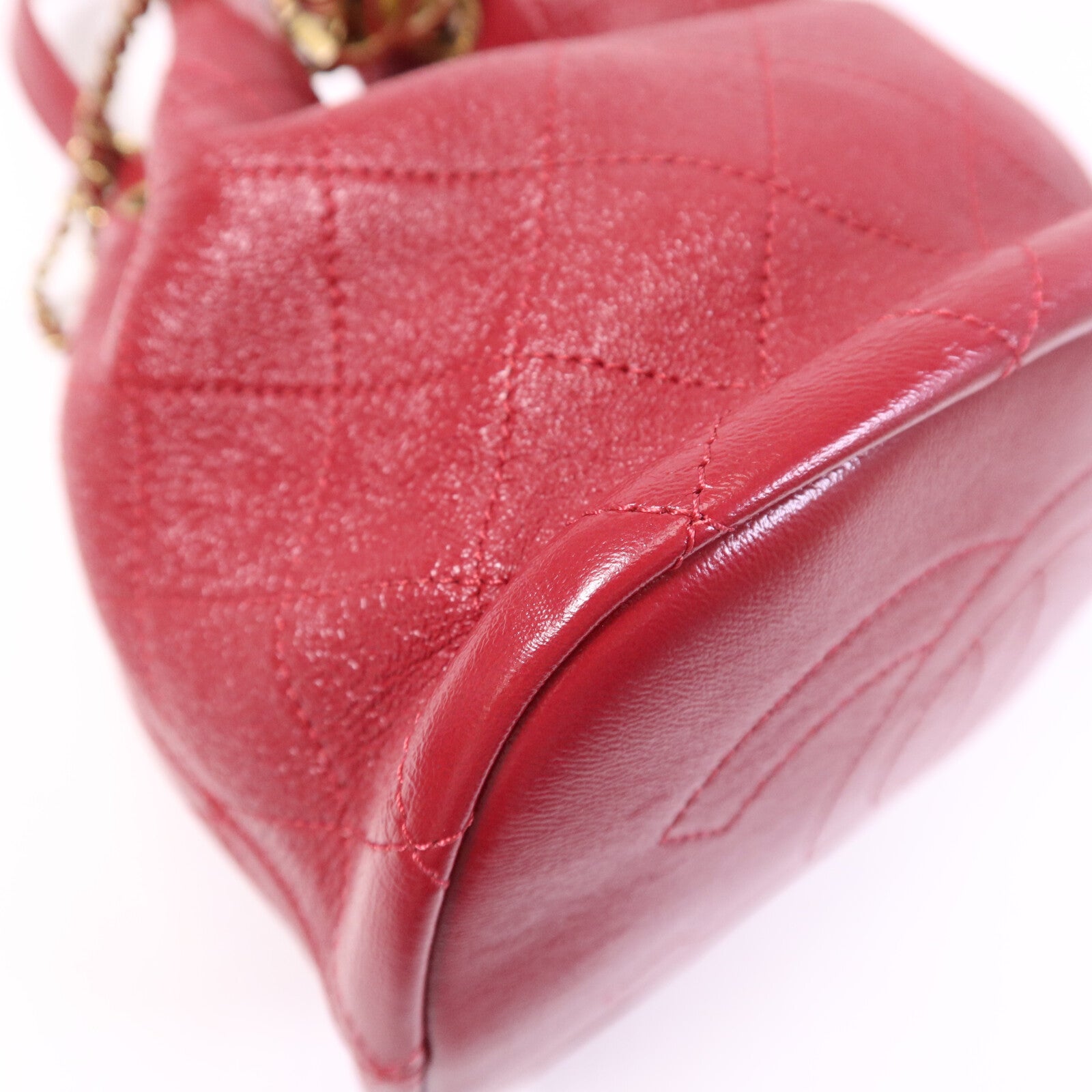 CHANEL 牛皮皮革Bucket Bag金扣鏈帶手挽肩背兩用袋