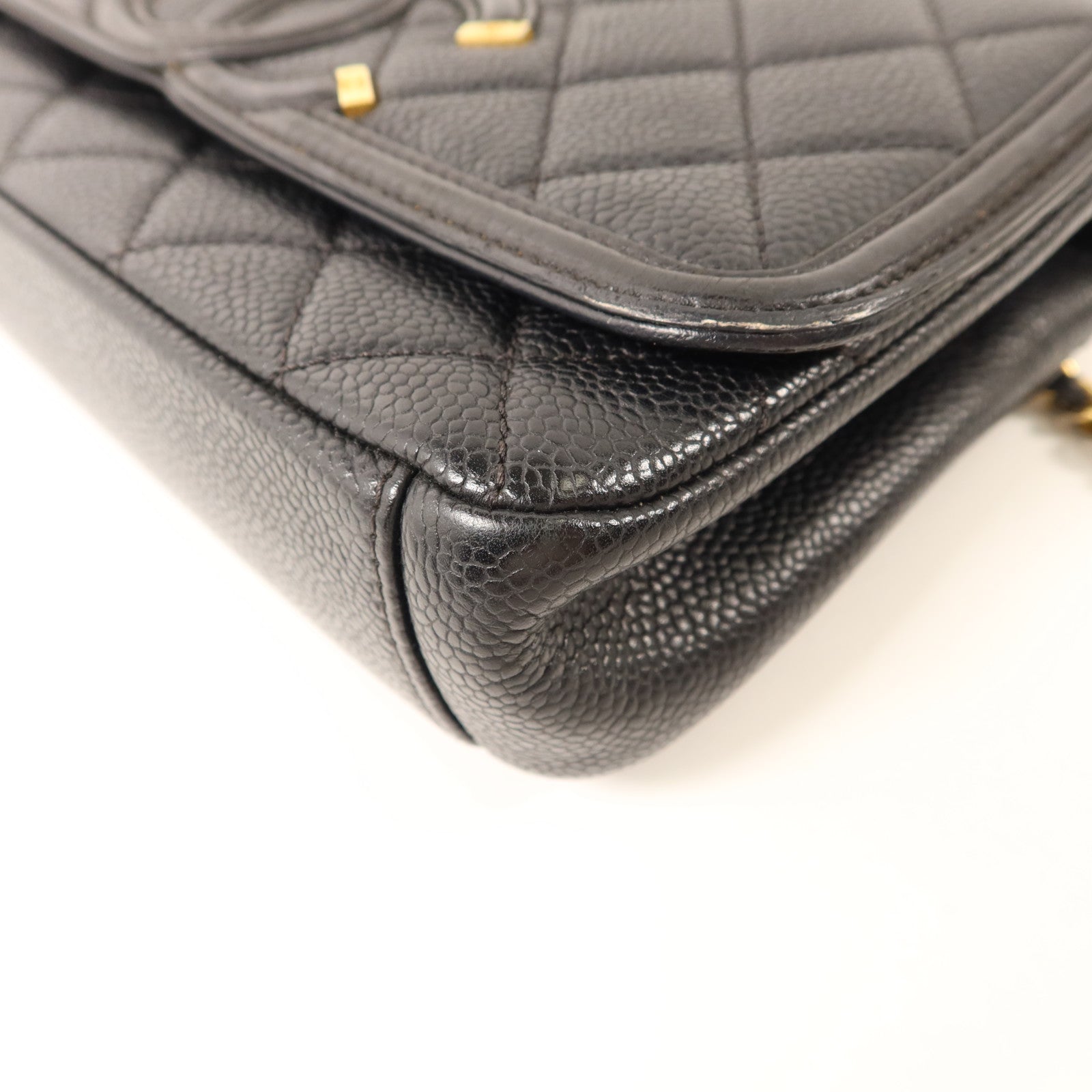 CHANEL 牛皮皮革Chain Shoulder金扣鏈帶肩背袋