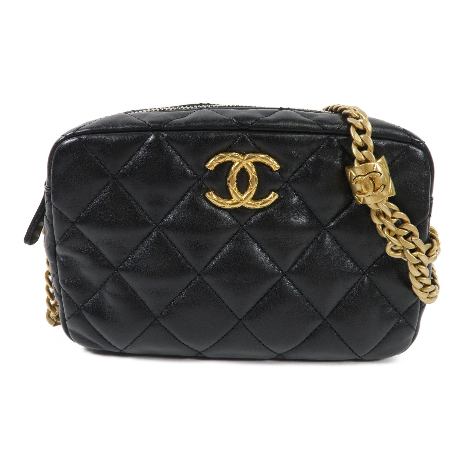 CHANEL 羊皮皮革Chain Shoulder Bag金扣鏈帶肩背袋