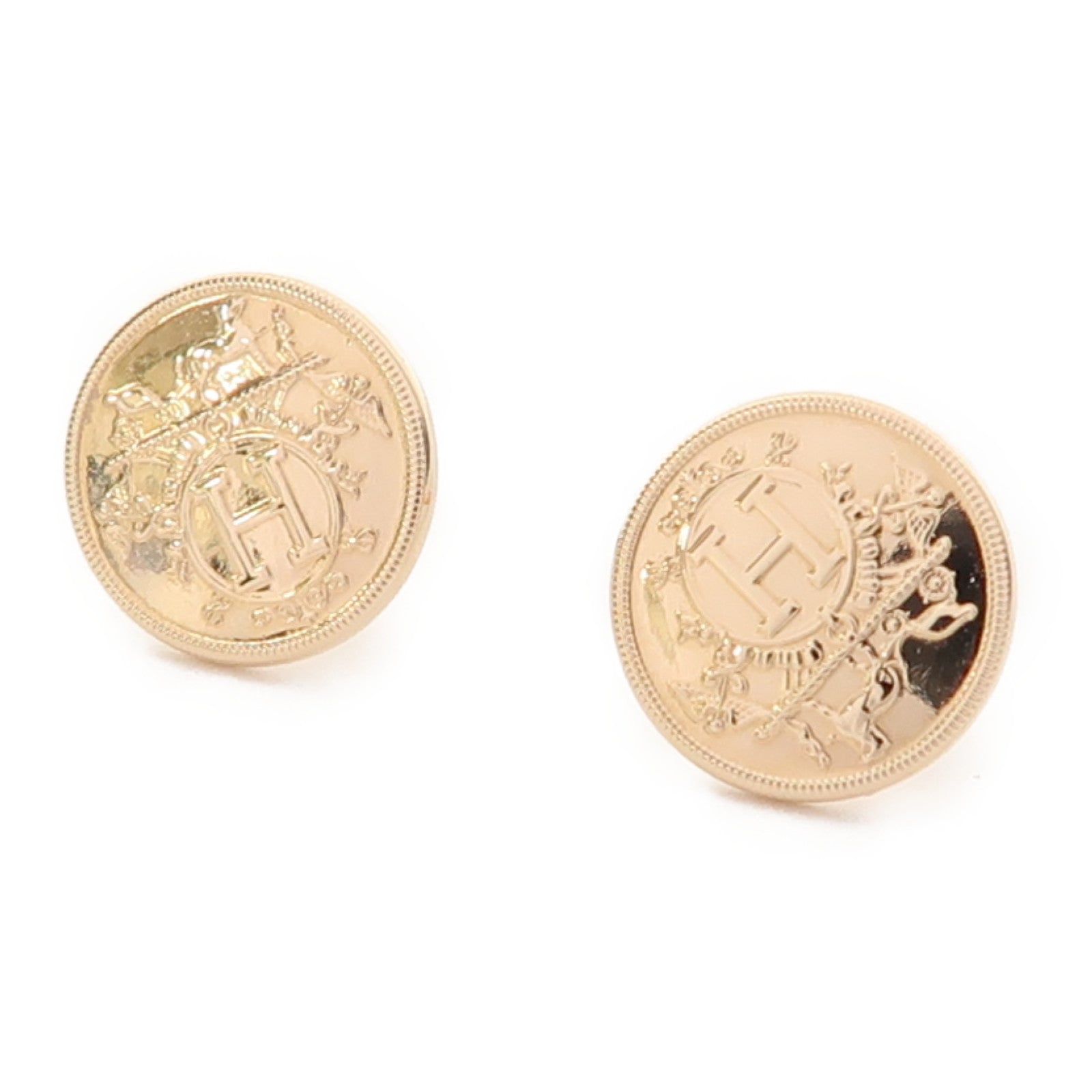 HERMES 18K玫瑰金Ex-Libris Earrings耳環