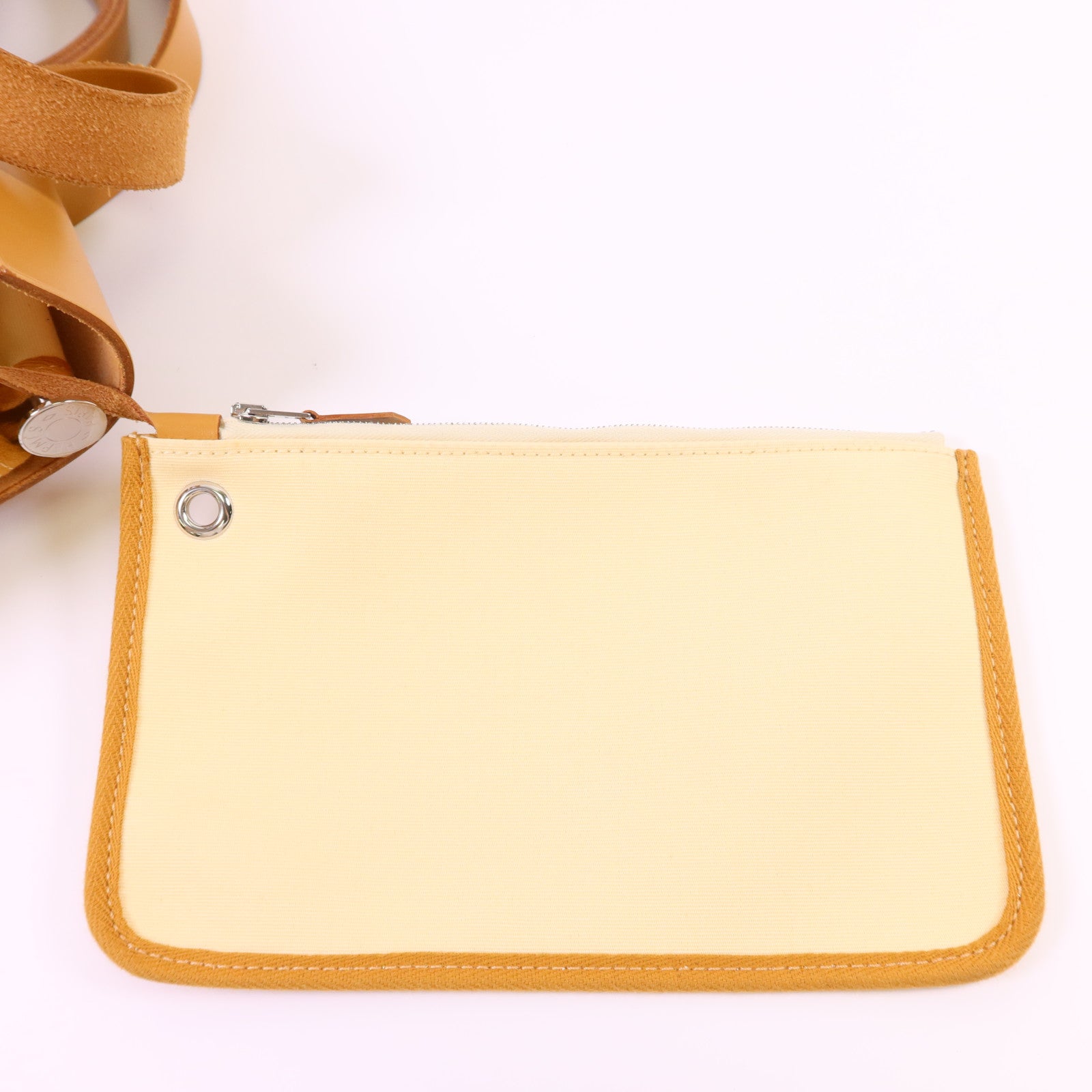 HERMES 帆布Herbag MM銀扣手挽肩背兩用袋