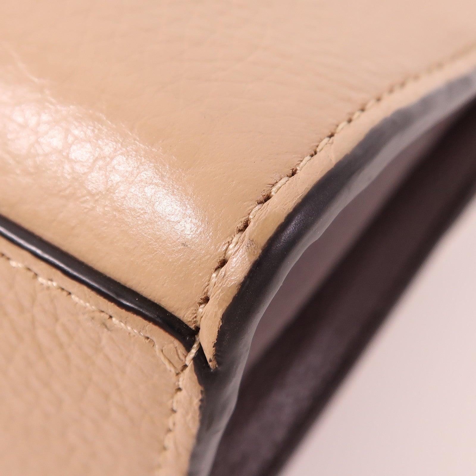 COACH GHW Chain Shoulder Bag Leather/Coated Canvas Brown/White