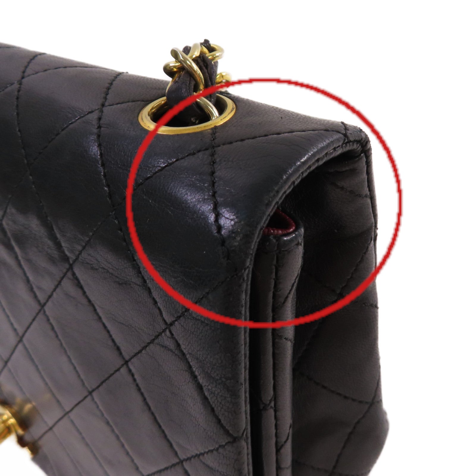CHANEL 菱格羊皮皮革Vintage Classic Chain Shoulder Bag金扣鏈帶肩背袋黑色