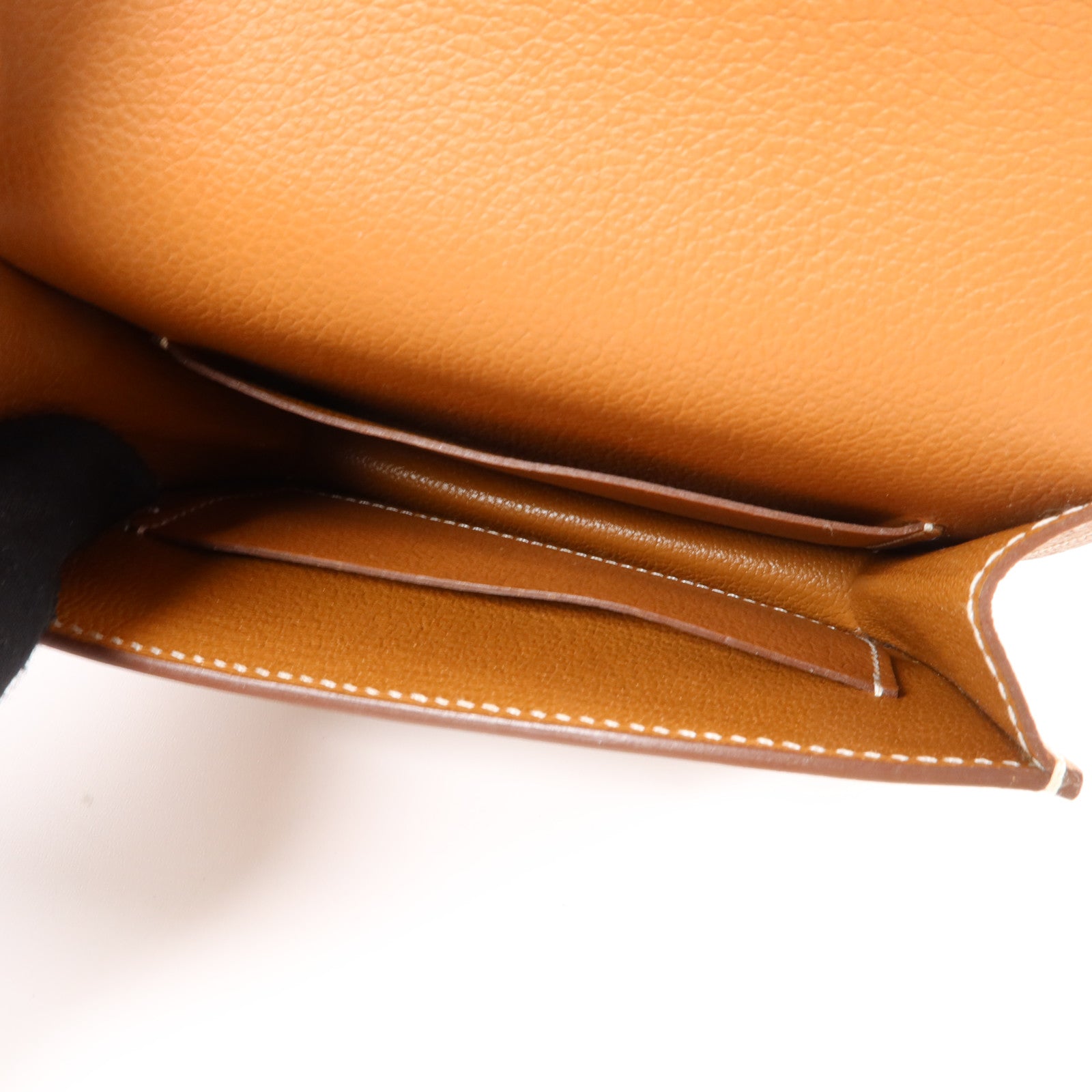 HERMES Evercolor皮革Roulis Slim銀扣錢包Gold
