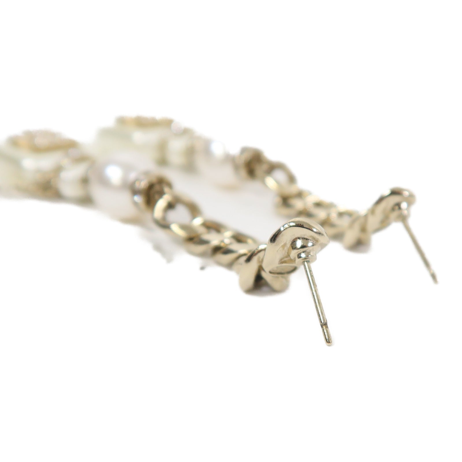 CHANEL 【激減優惠】金屬Earrings耳環金色/白色