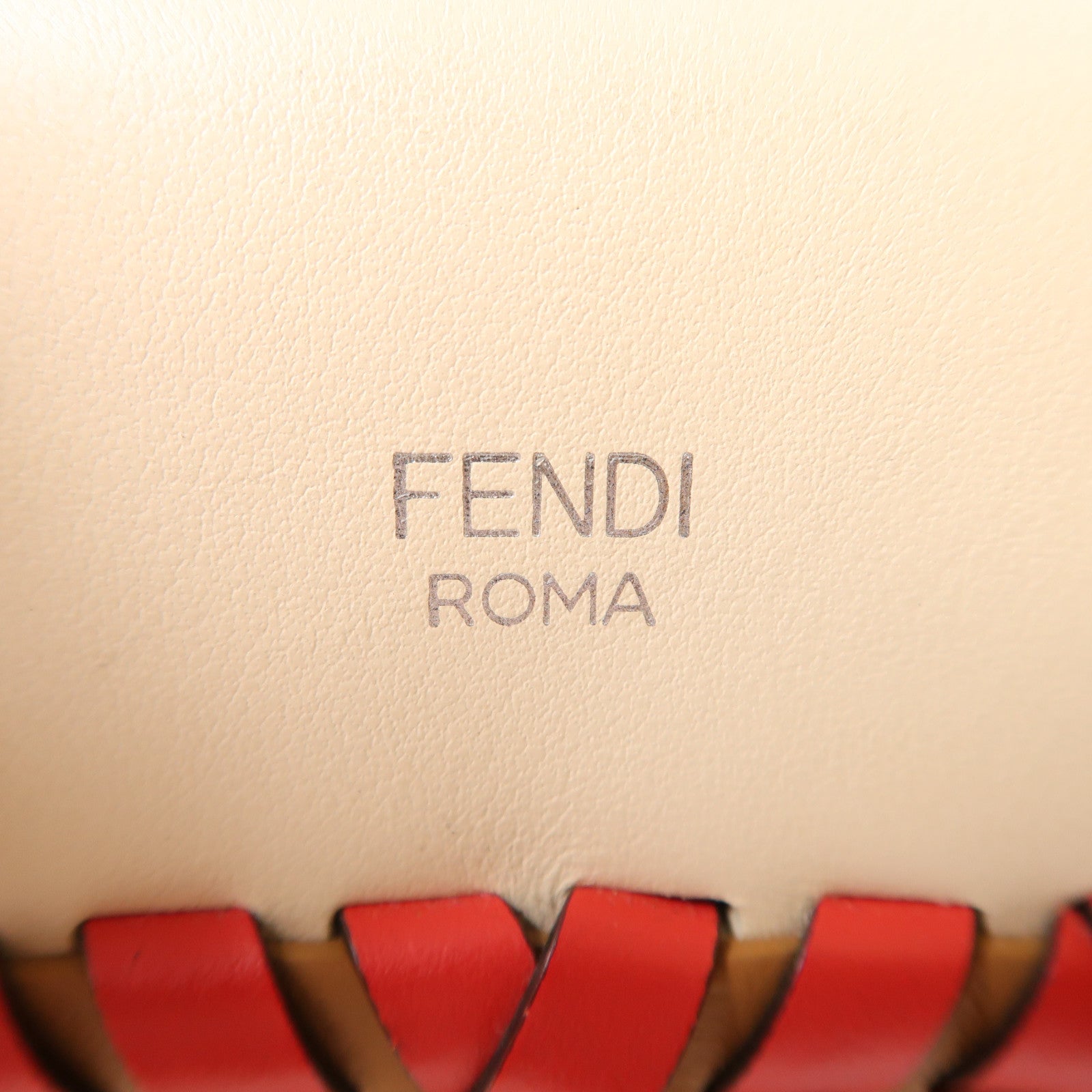 FENDI 牛皮皮革Runaway銀扣手挽肩背兩用袋米色/啡色