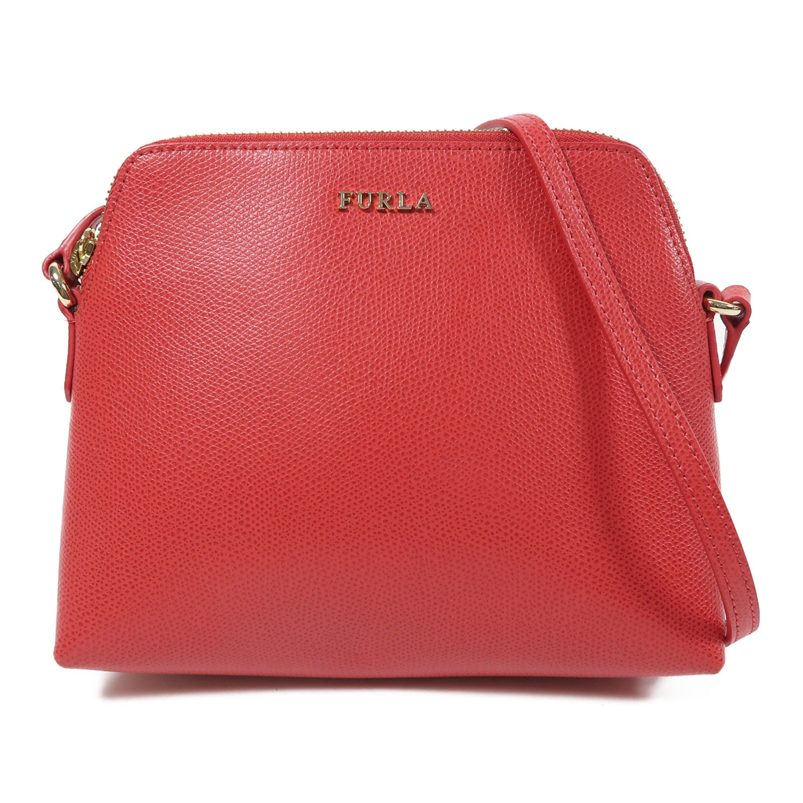 Furla 牛皮皮革Shoulder Bag金扣肩背袋紅色