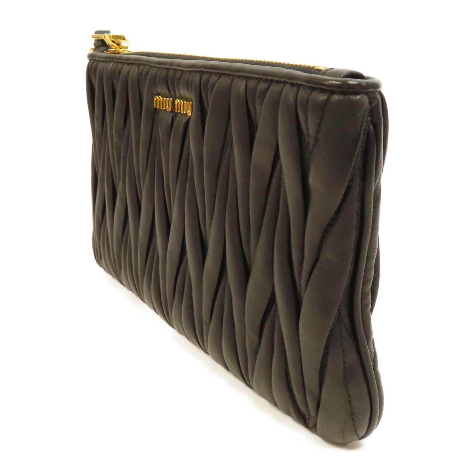 Miu Miu 羊皮皮革Clutch Bag金扣手拿包黑色