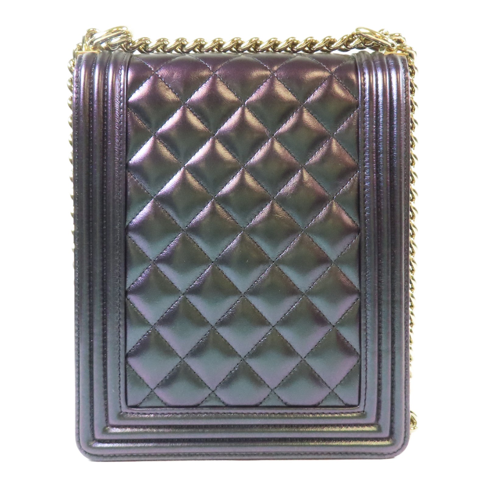 CHANEL 【激減優惠】菱格牛皮皮革Boy Chain Shoulder Bag金扣鏈帶肩背袋紫色
