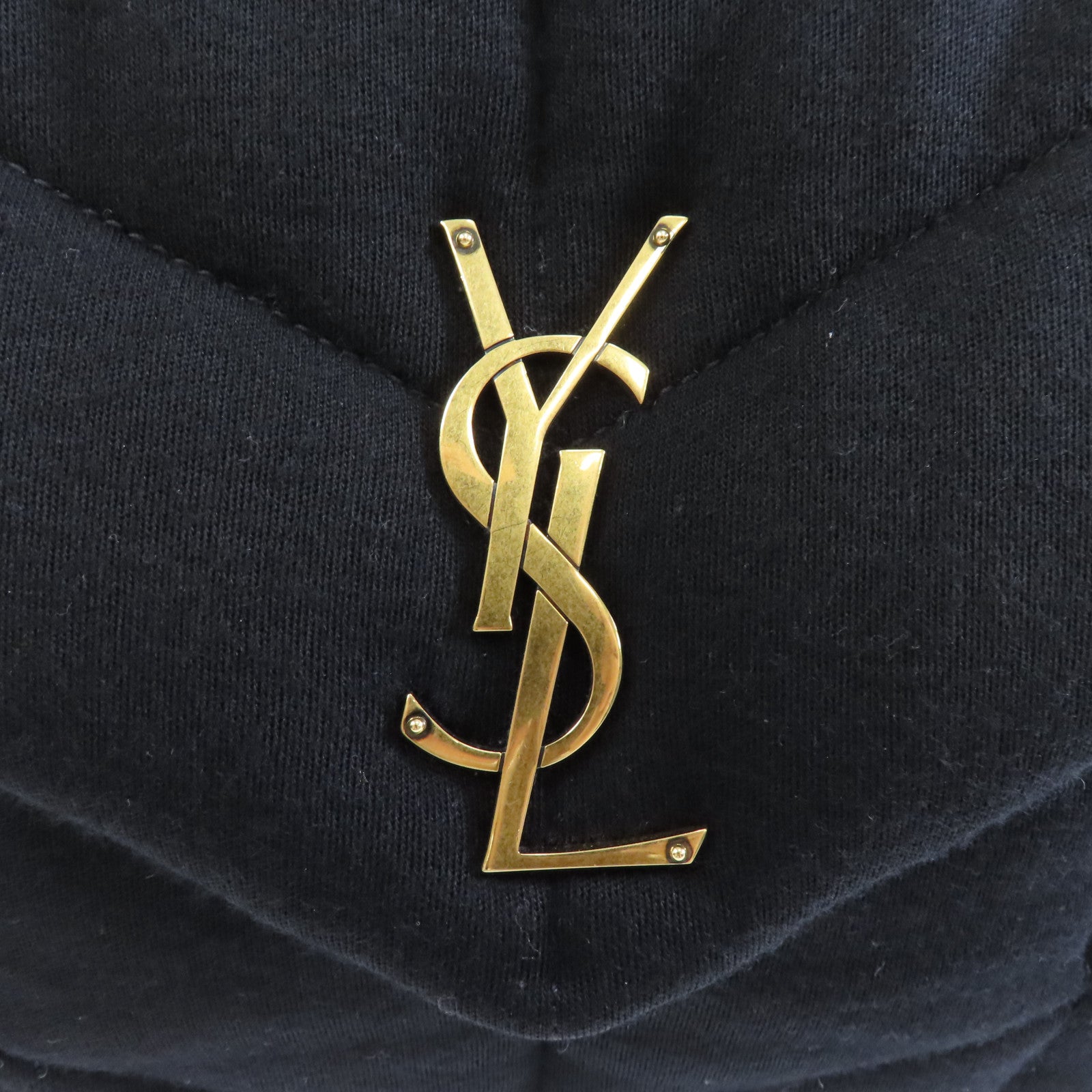 SAINT LAURENT 帆布Chain Shoulder Bag金扣鏈帶肩背袋黑色