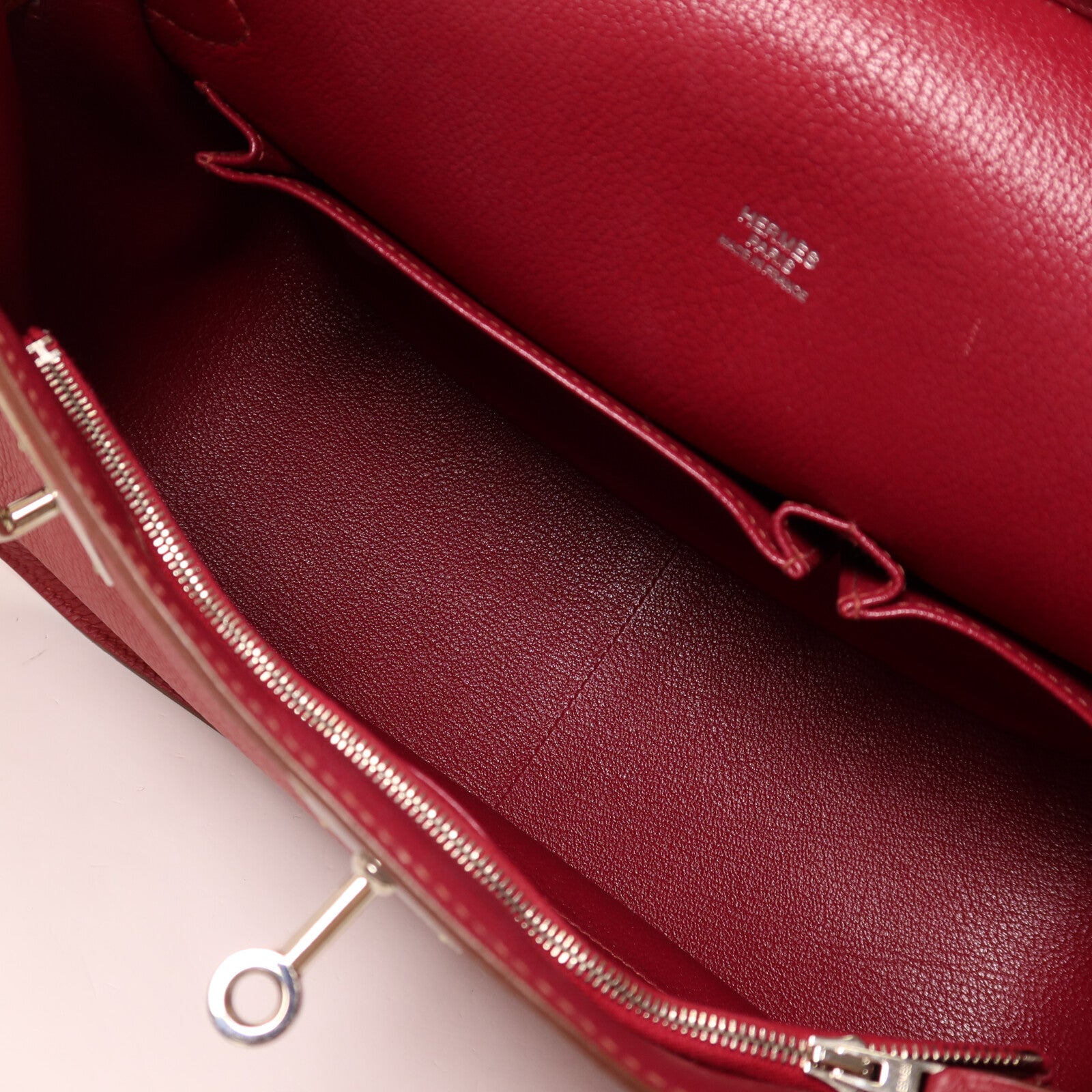 HERMES Clemence皮革Jypsiere 31肩背袋Rouge Grenade