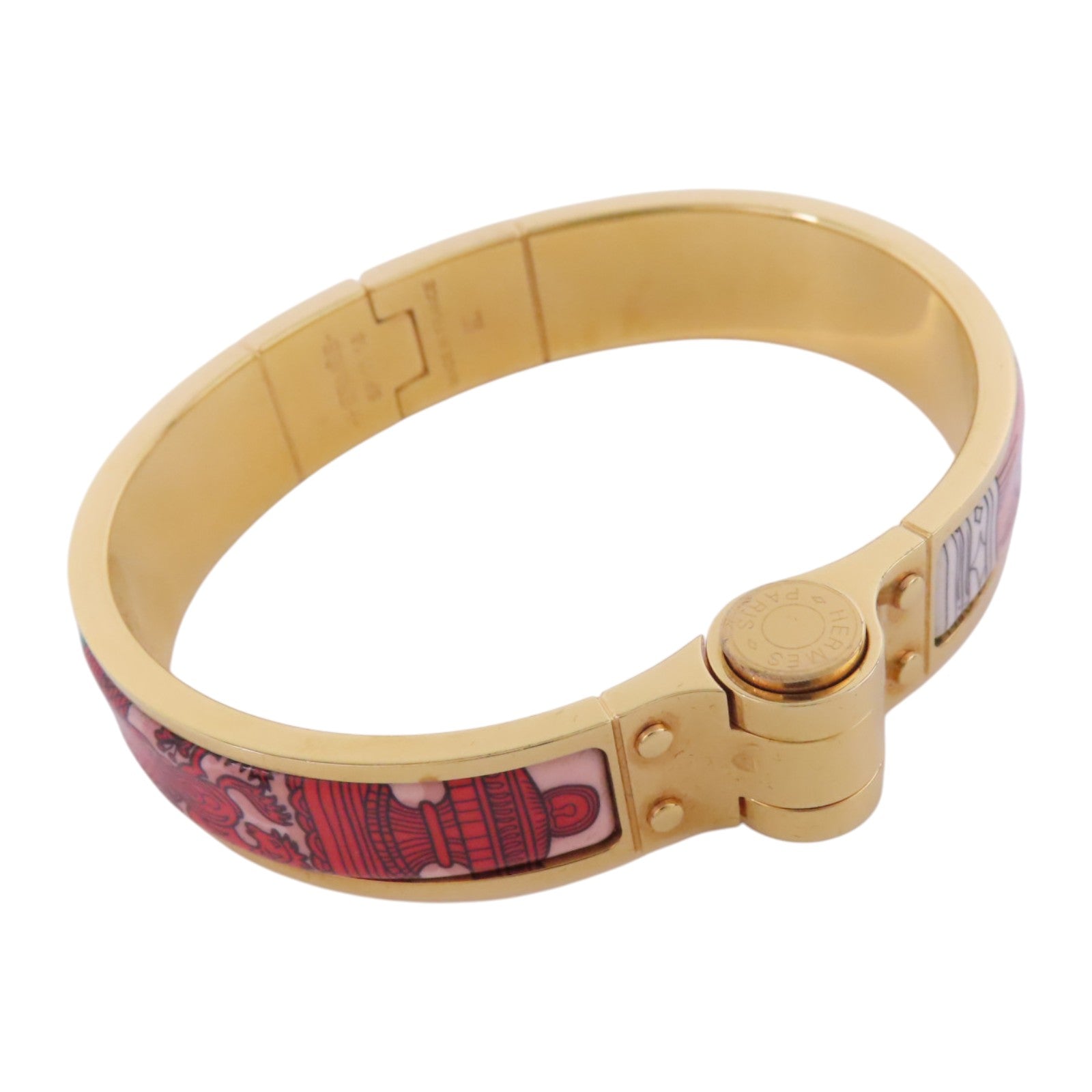 HERMES 金屬/琺瑯Hinged Bracelet金扣手鐲