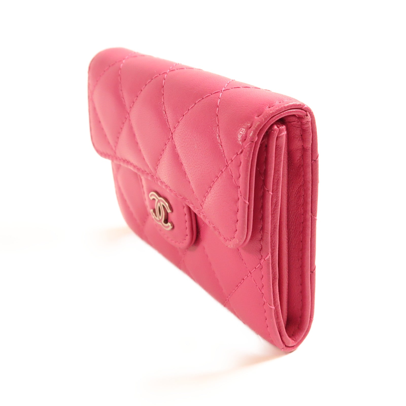 CHANEL 【激減優惠】羊皮皮革Card Case銀扣卡片套
