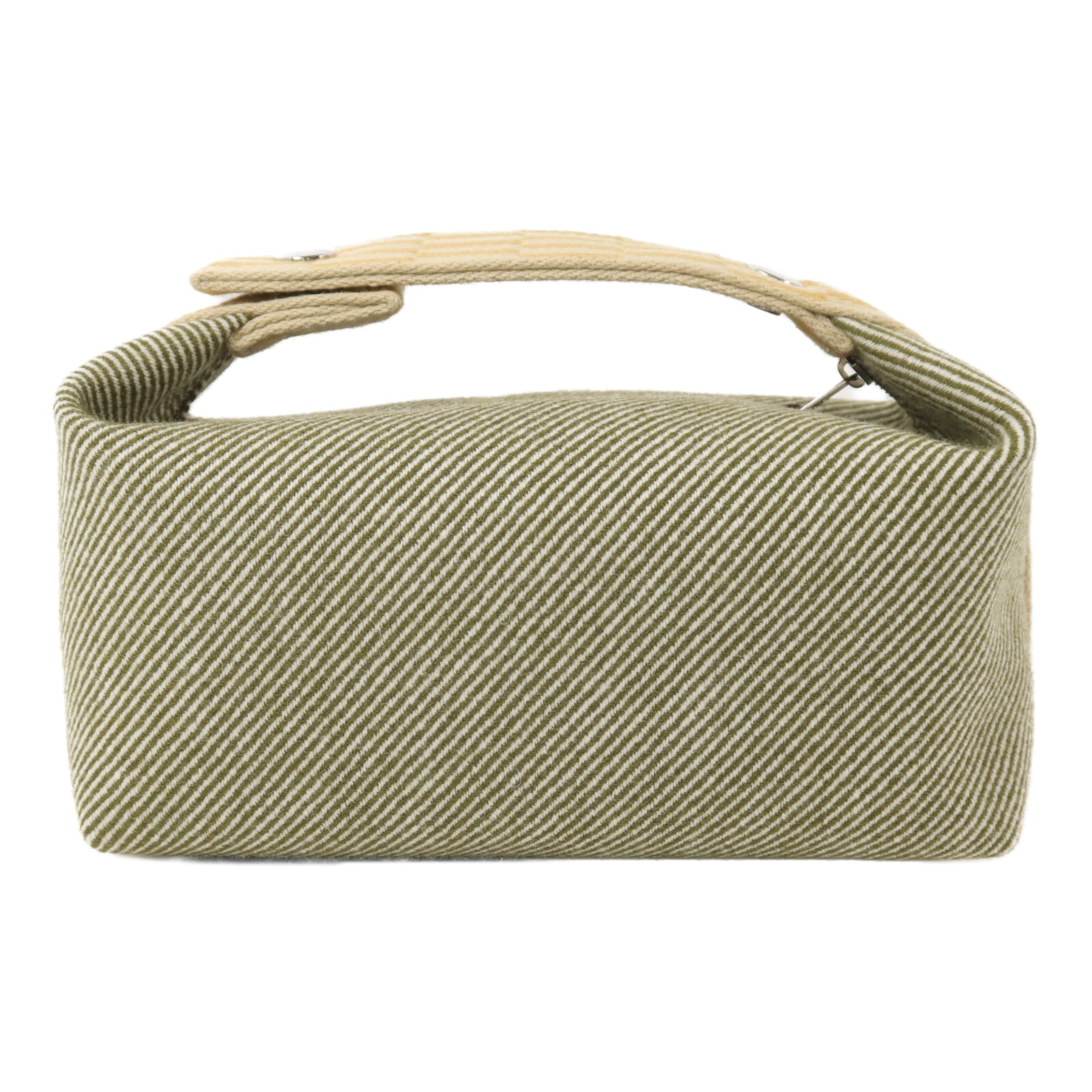 HERMES 帆布Bride-A Brac Cabriole PM銀扣手挽袋Green/Yellow/Beige