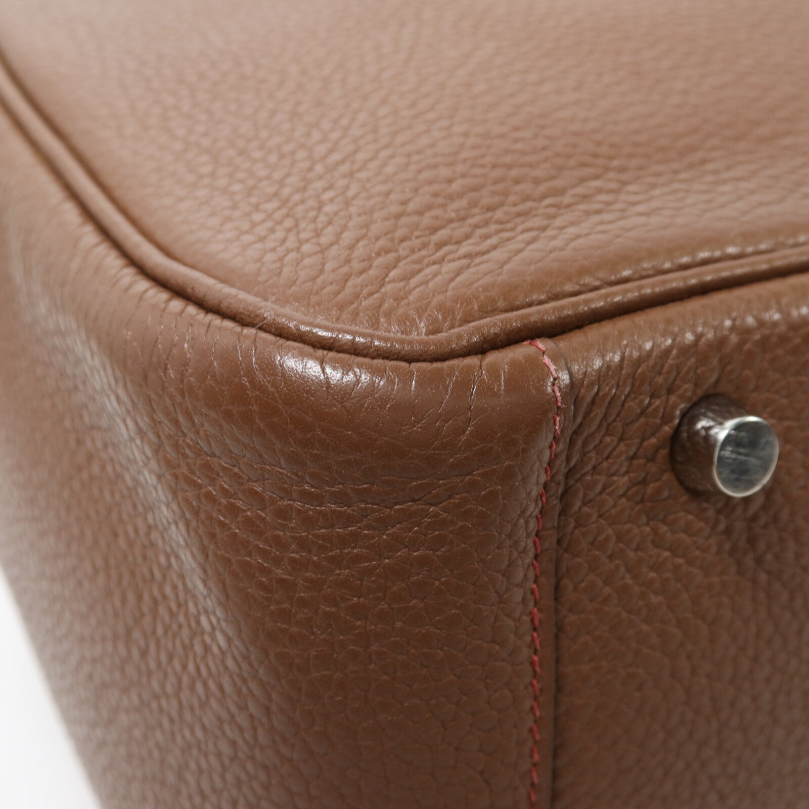 HERMES Clemence皮革Lindy 30銀扣肩背袋Havane/Rouge Grenade