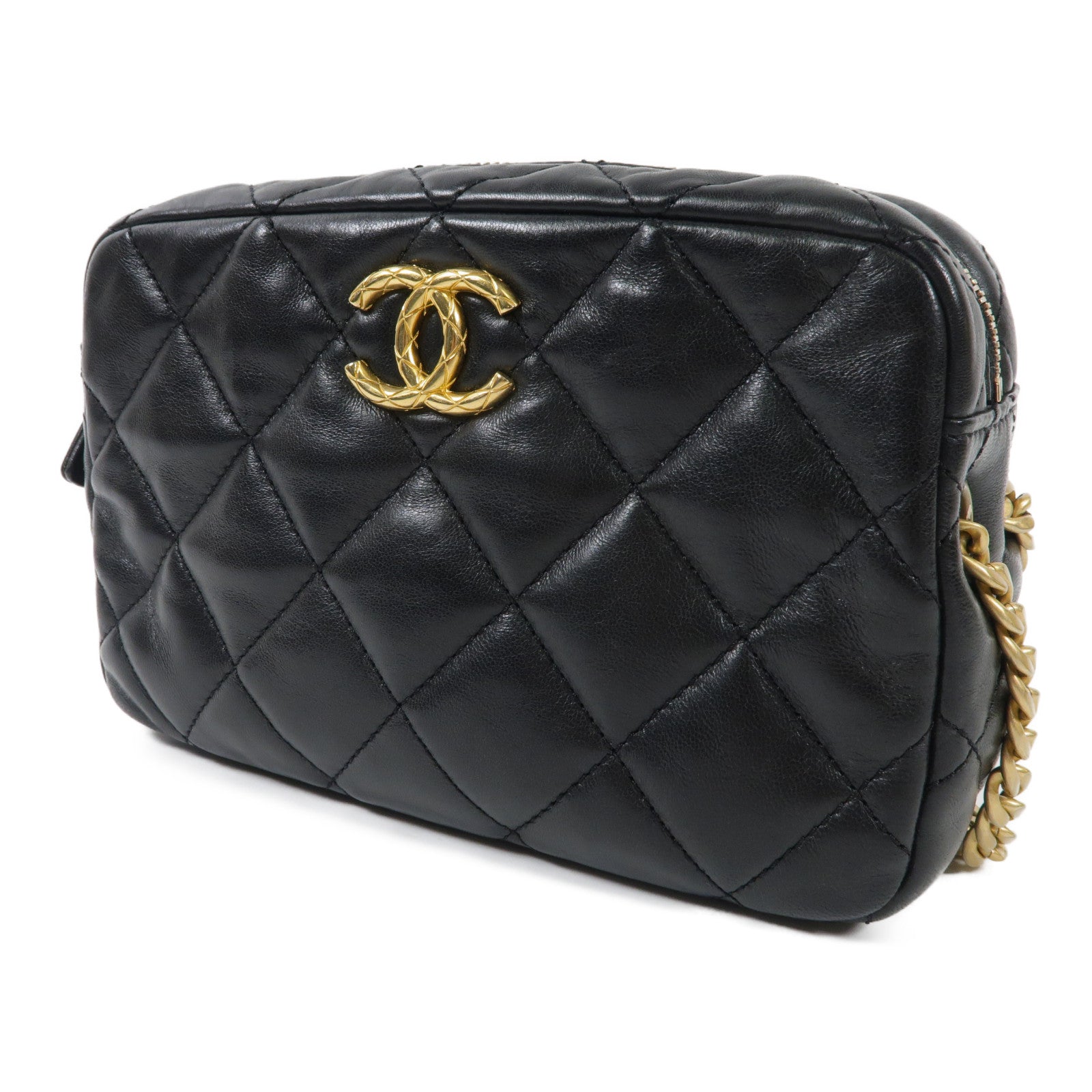 CHANEL 羊皮皮革Chain Shoulder Bag金扣鏈帶肩背袋