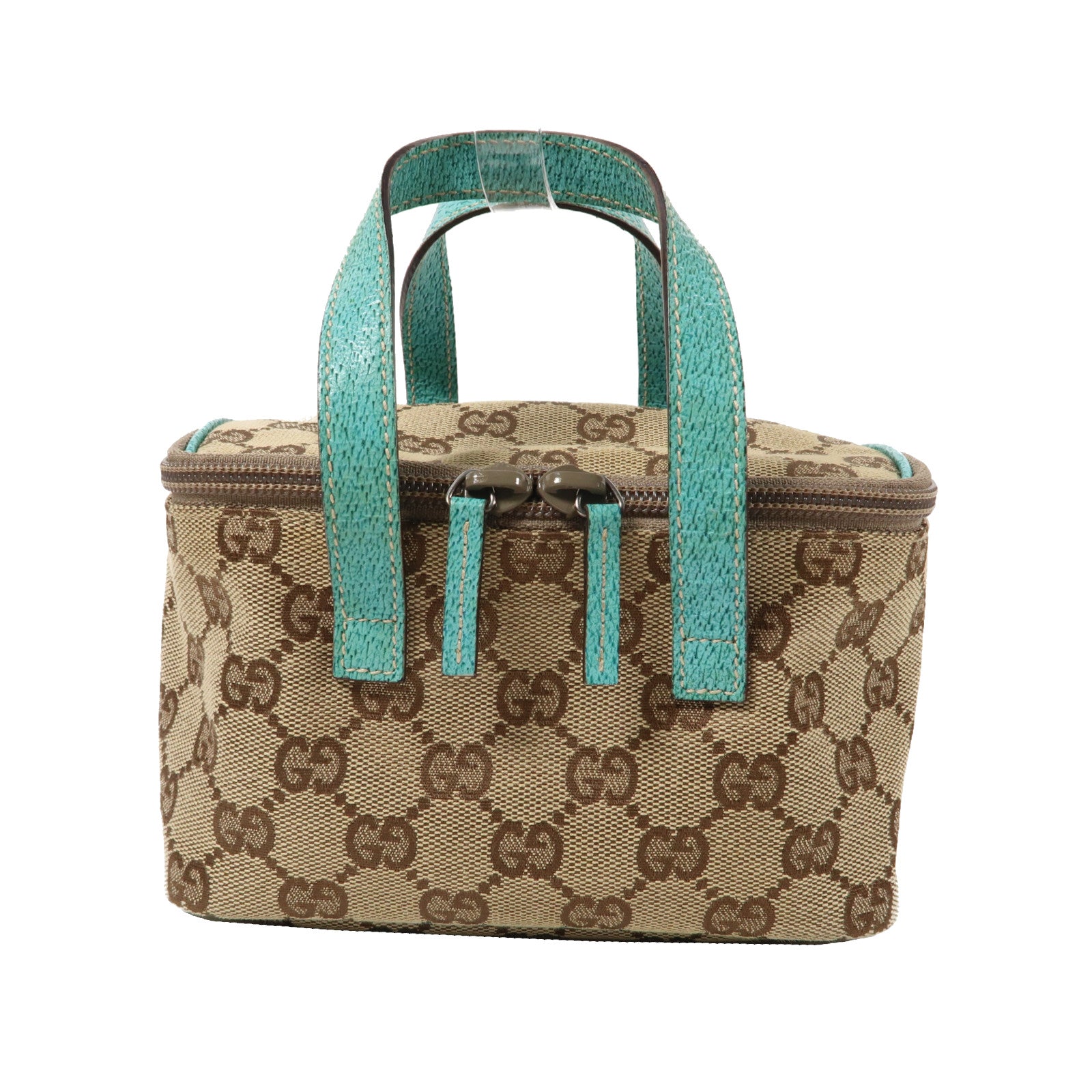 GUCCI 【激減優惠】帆布Small Vanity Bag銀扣手挽袋啡色