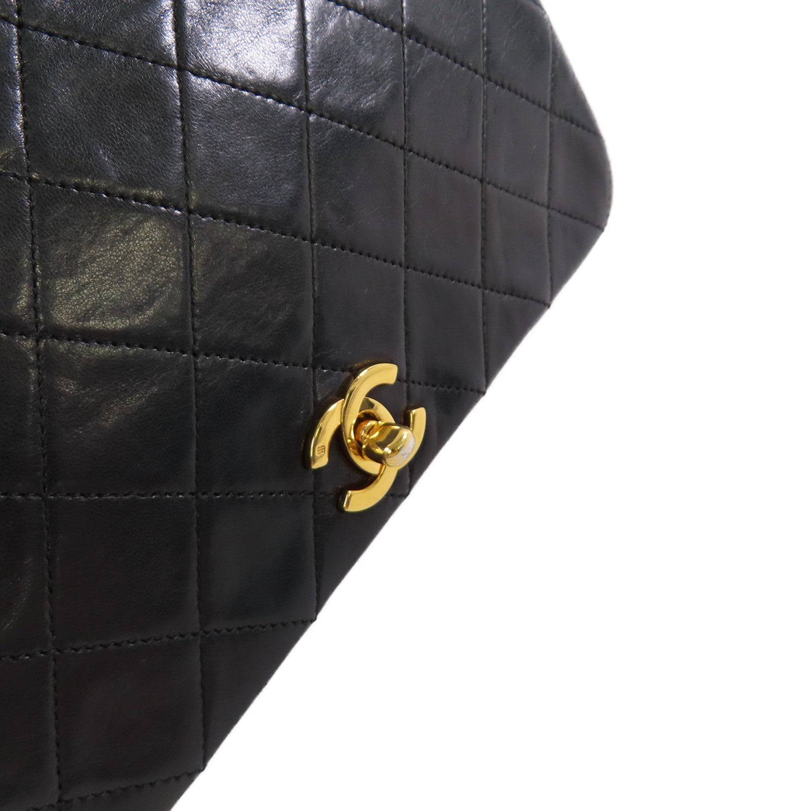 CHANEL 菱格羊皮皮革Vintage Classic Chain Shoulder Bag金扣鏈帶肩背袋黑色
