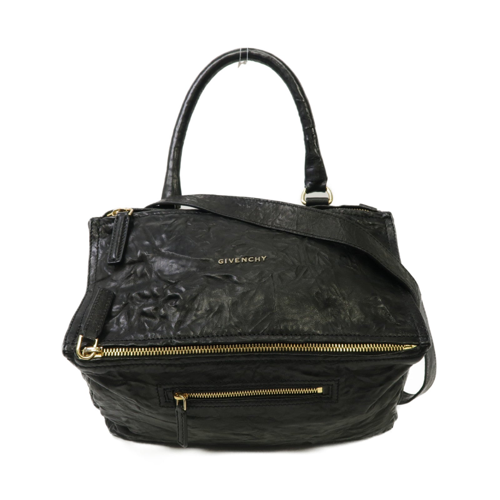 GIVENCHY 【清倉大減價】牛皮皮革Pandora Shoulder Bag金扣手挽肩背兩用袋黑色