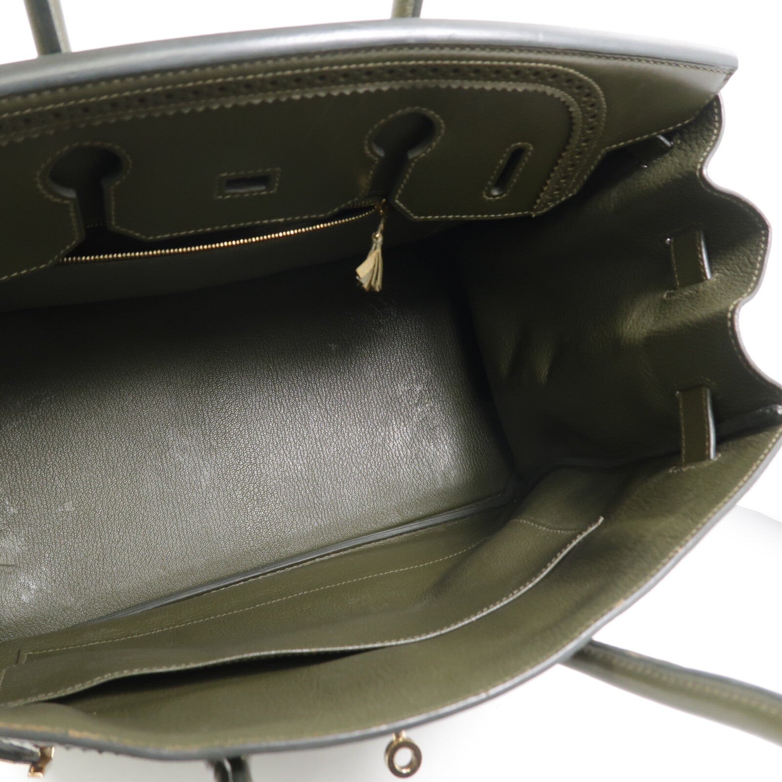 HERMES Tadelakt皮革Birkin 35 Ghillies手挽袋Vert Veronese