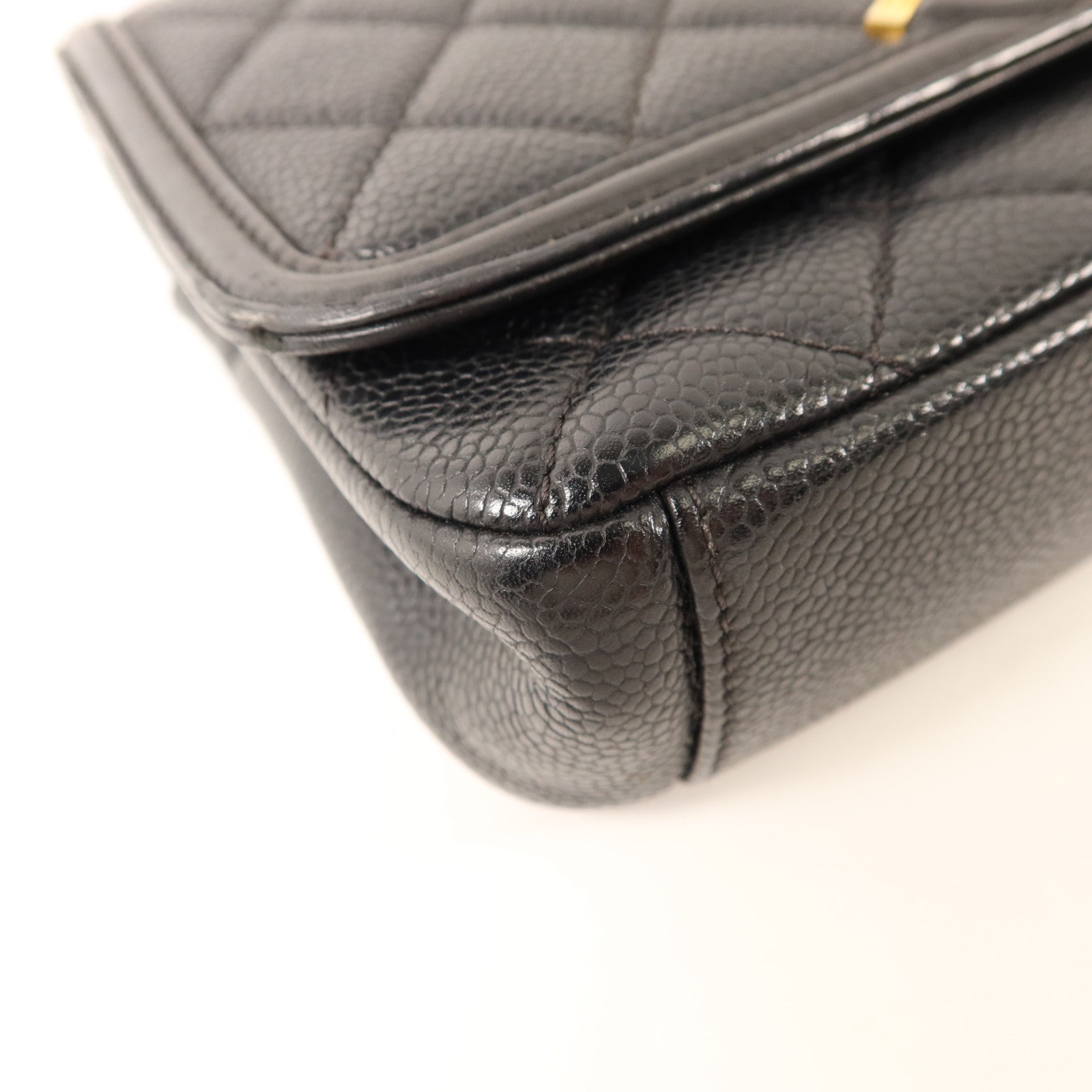 CHANEL 牛皮皮革Chain Shoulder金扣鏈帶肩背袋