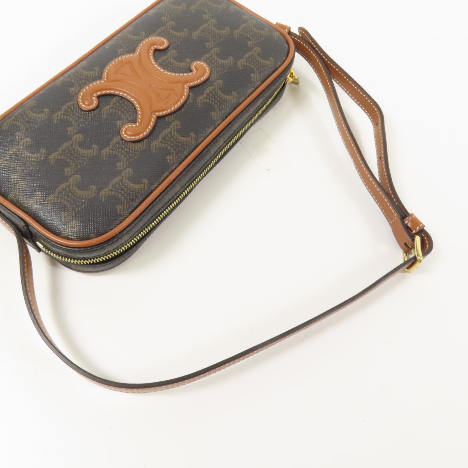 CELINE 【激減優惠】塗層帆布Shoulder Bag金扣肩背袋