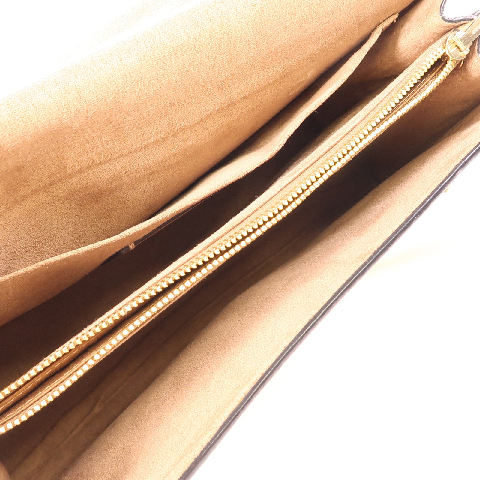 COACH GHW Chain Shoulder Bag Leather/Coated Canvas Brown/White