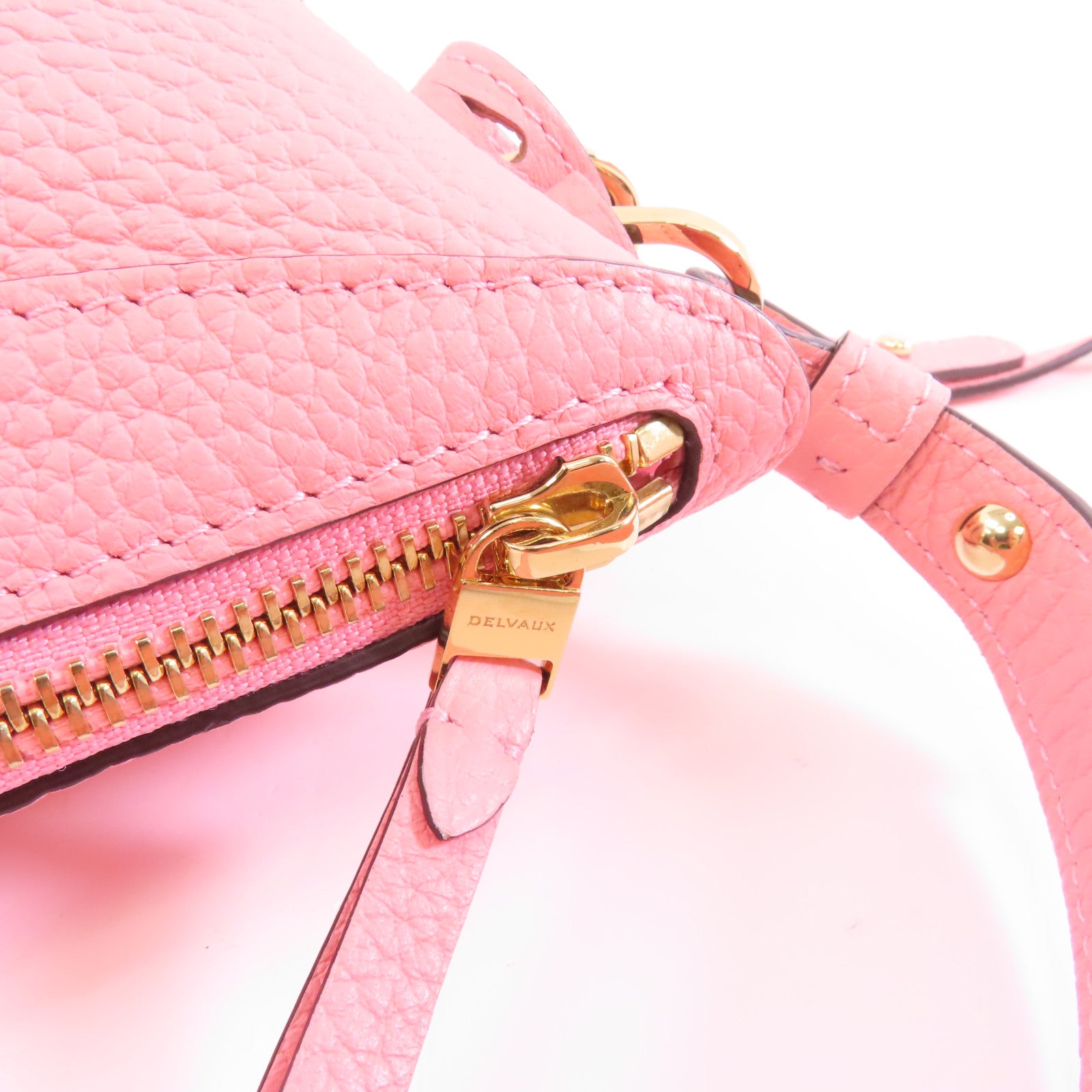 Delvaux Taurillon Soft Pin Swing金扣手挽肩背兩用袋粉紅色