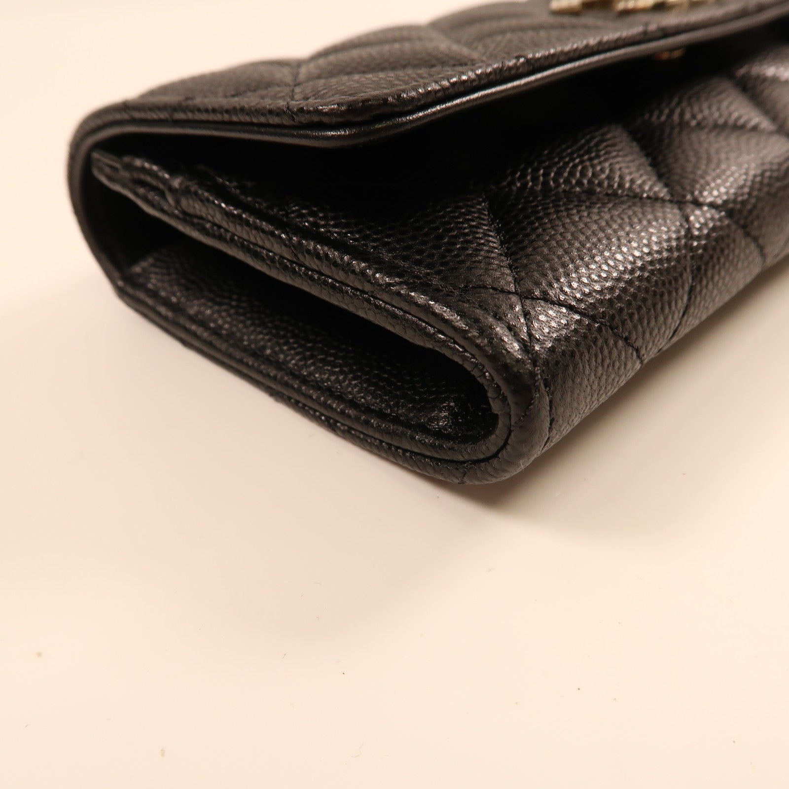 CHANEL 牛皮皮革Wallet金扣長錢包黑色