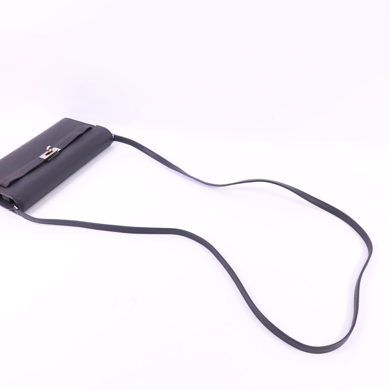 HERMES 【Hermes Fair】Epsom皮革Kelly To Go銀扣肩背袋Noir