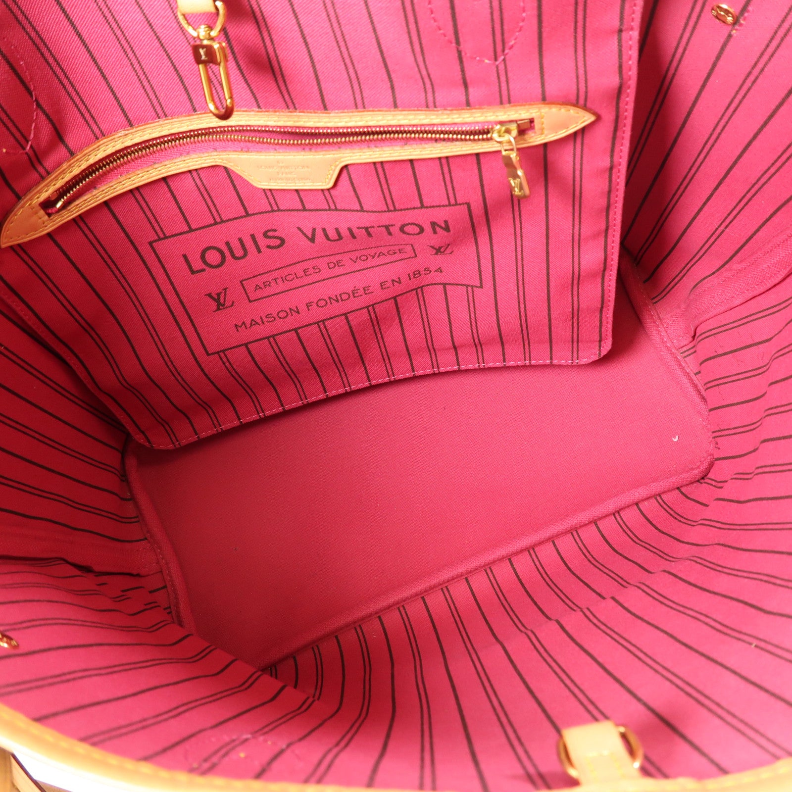 LOUIS VUITTON Monogram Neverfull MM金扣手挽袋