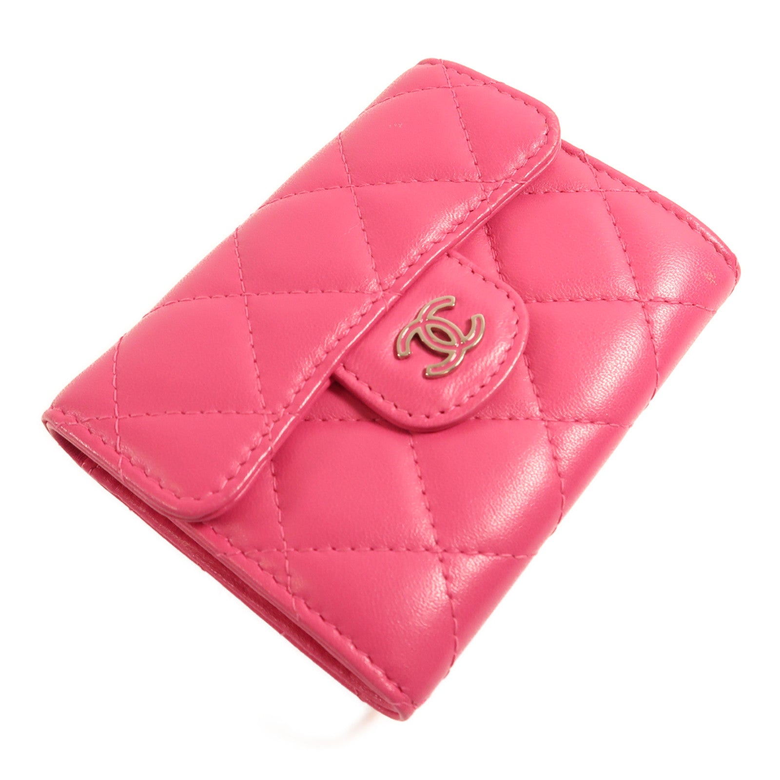 CHANEL 【激減優惠】羊皮皮革Card Case銀扣卡片套