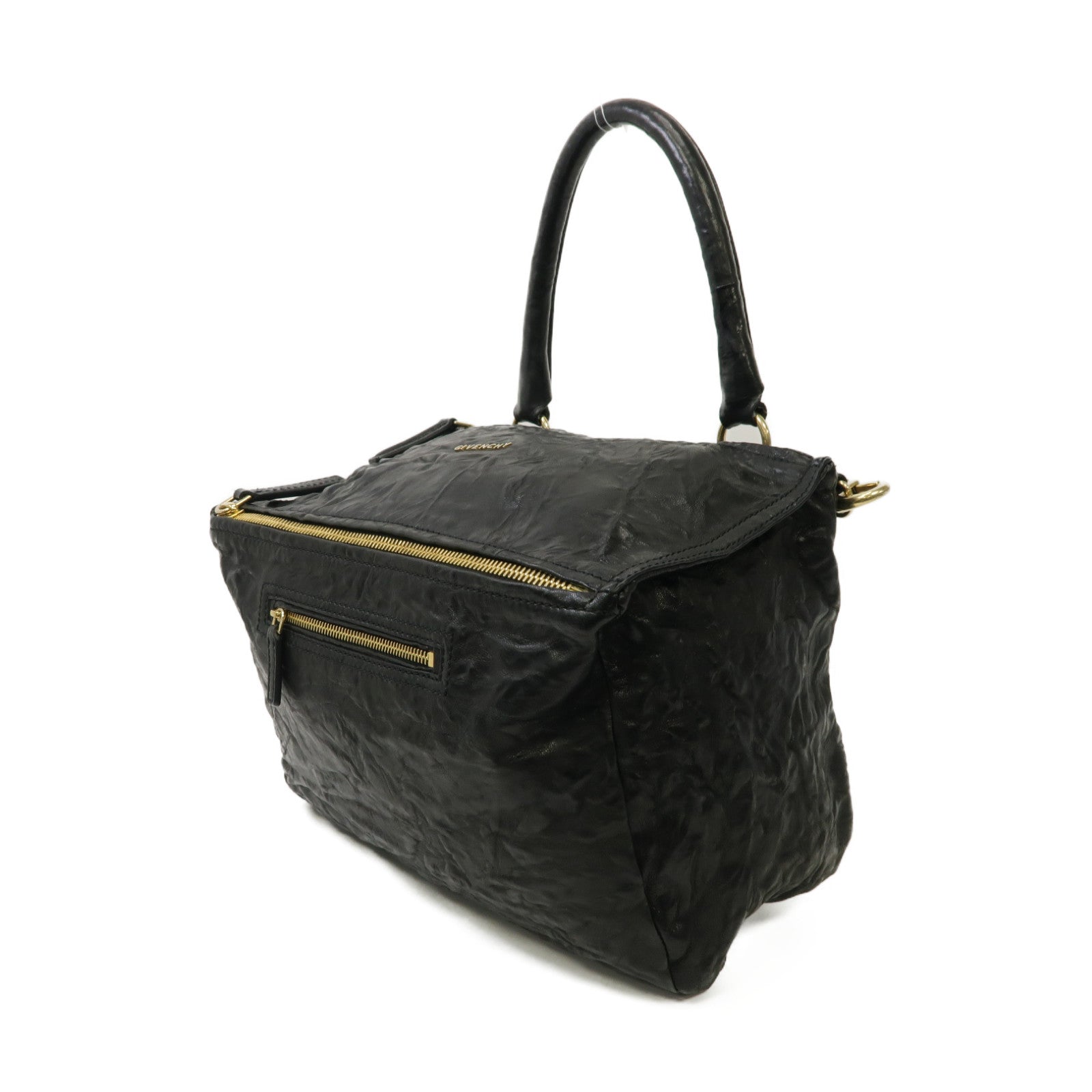 GIVENCHY 【清倉大減價】牛皮皮革Pandora Shoulder Bag金扣手挽肩背兩用袋黑色