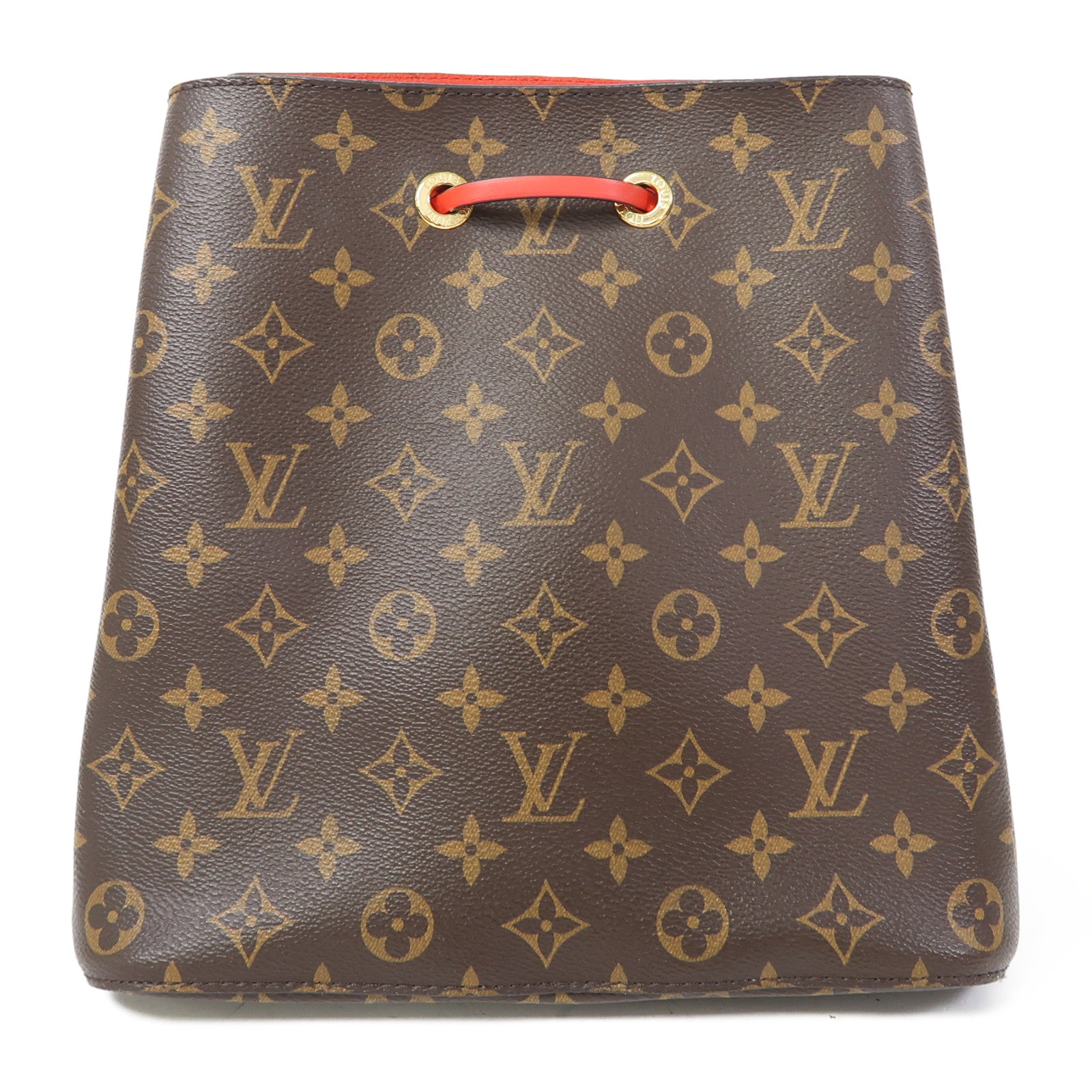 LOUIS VUITTON Monogram Neo Noe MM金扣肩背袋啡色/紅色