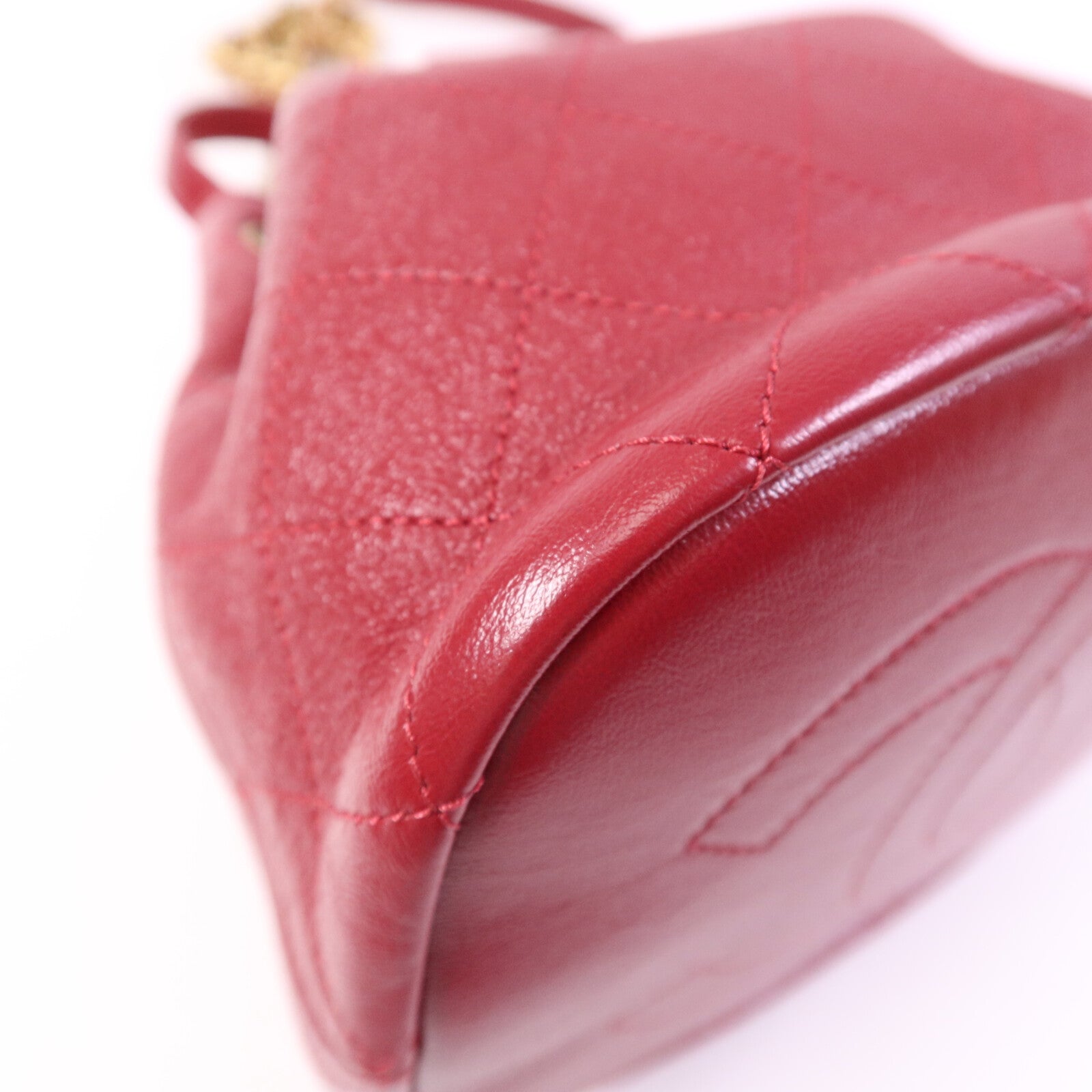 CHANEL 牛皮皮革Bucket Bag金扣鏈帶手挽肩背兩用袋