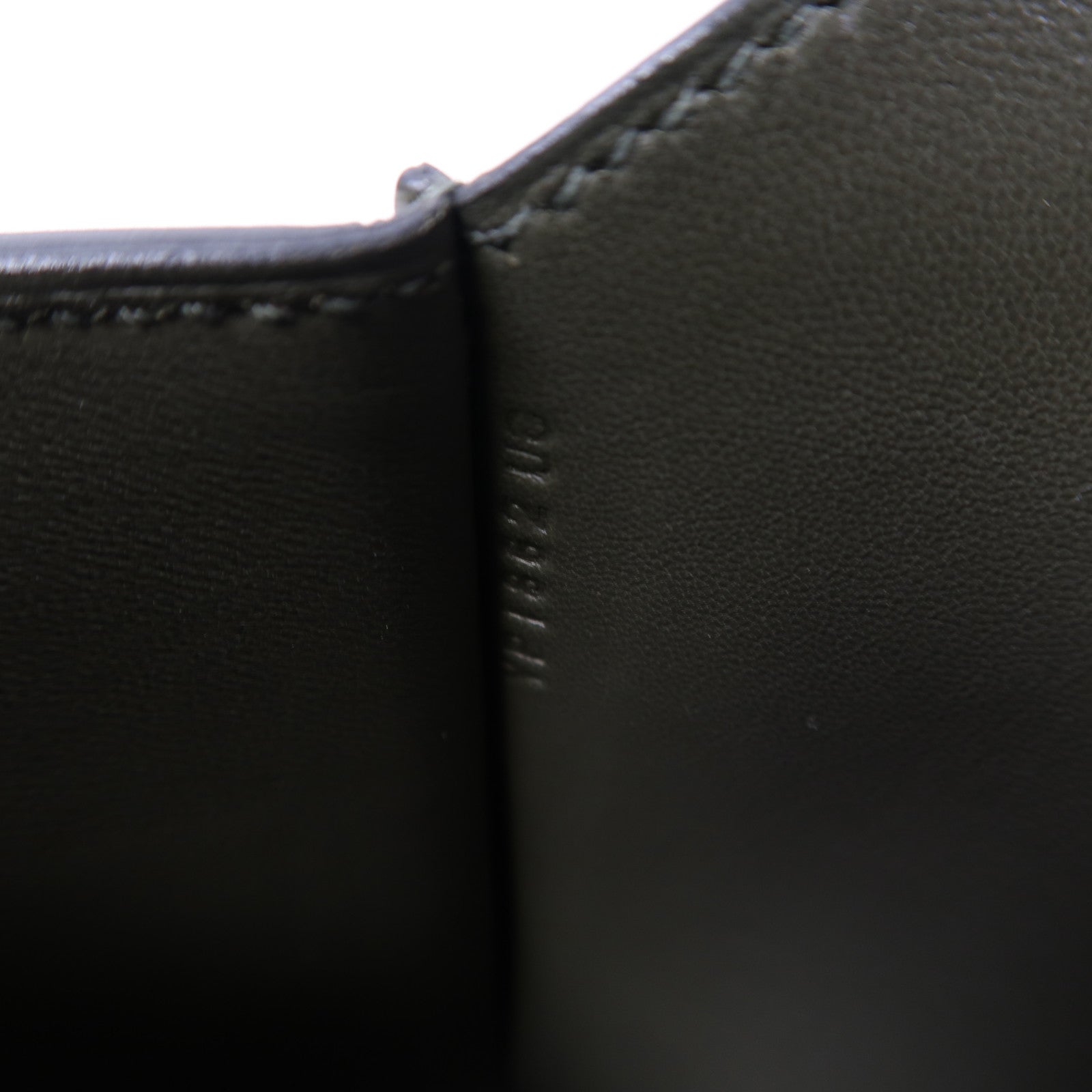 HERMES Epsom皮革Della Mini銀扣肩背袋灰綠色