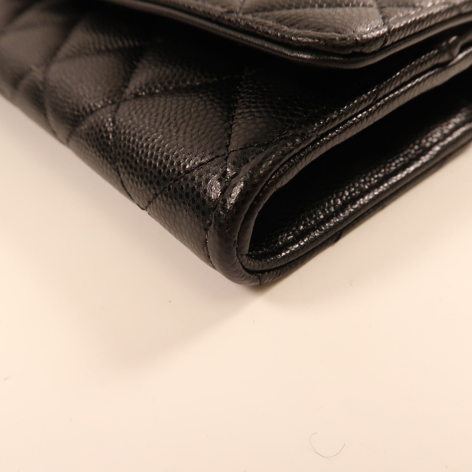 CHANEL 牛皮皮革Wallet金扣長錢包黑色