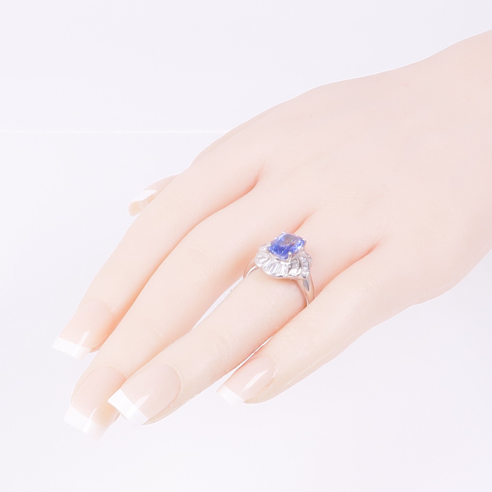 JEWELRY PT900鉑金Sapphire Diamond Ring藍寶石/鑽石戒指US#6