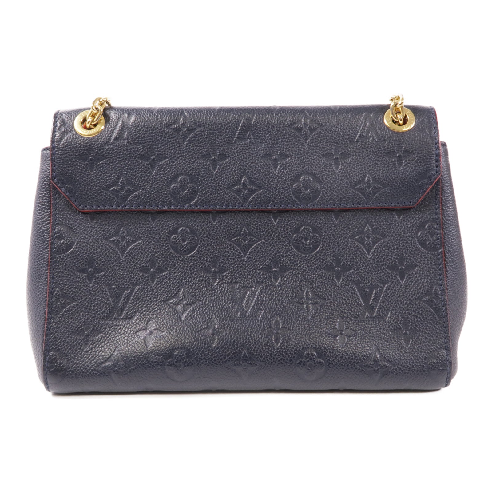 LOUIS VUITTON Monogram Empreinte Vavin PM金扣肩背袋深藍色