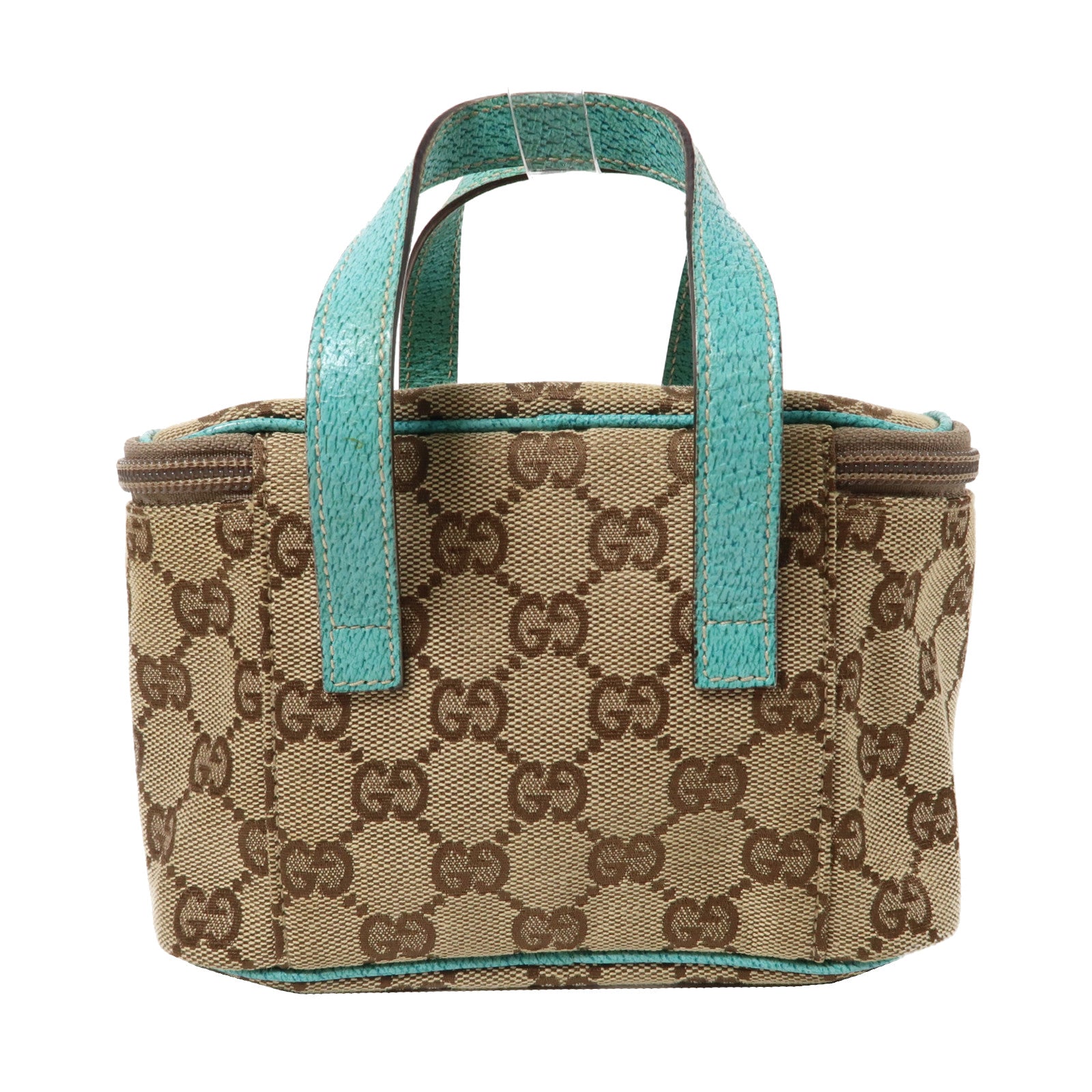 GUCCI 【激減優惠】帆布Small Vanity Bag銀扣手挽袋啡色