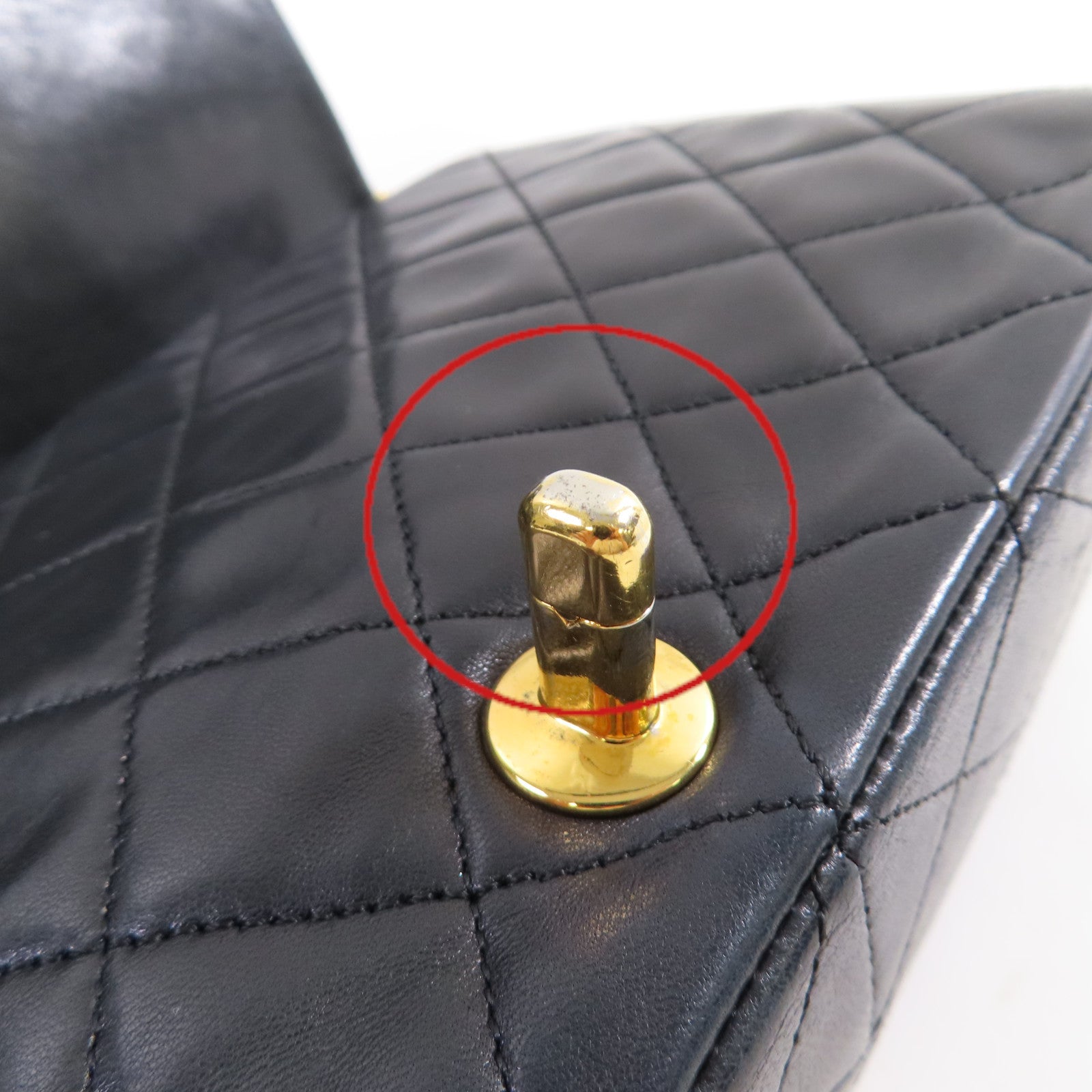 CHANEL 菱格羊皮皮革Vintage Classic Chain Shoulder Bag金扣鏈帶肩背袋黑色