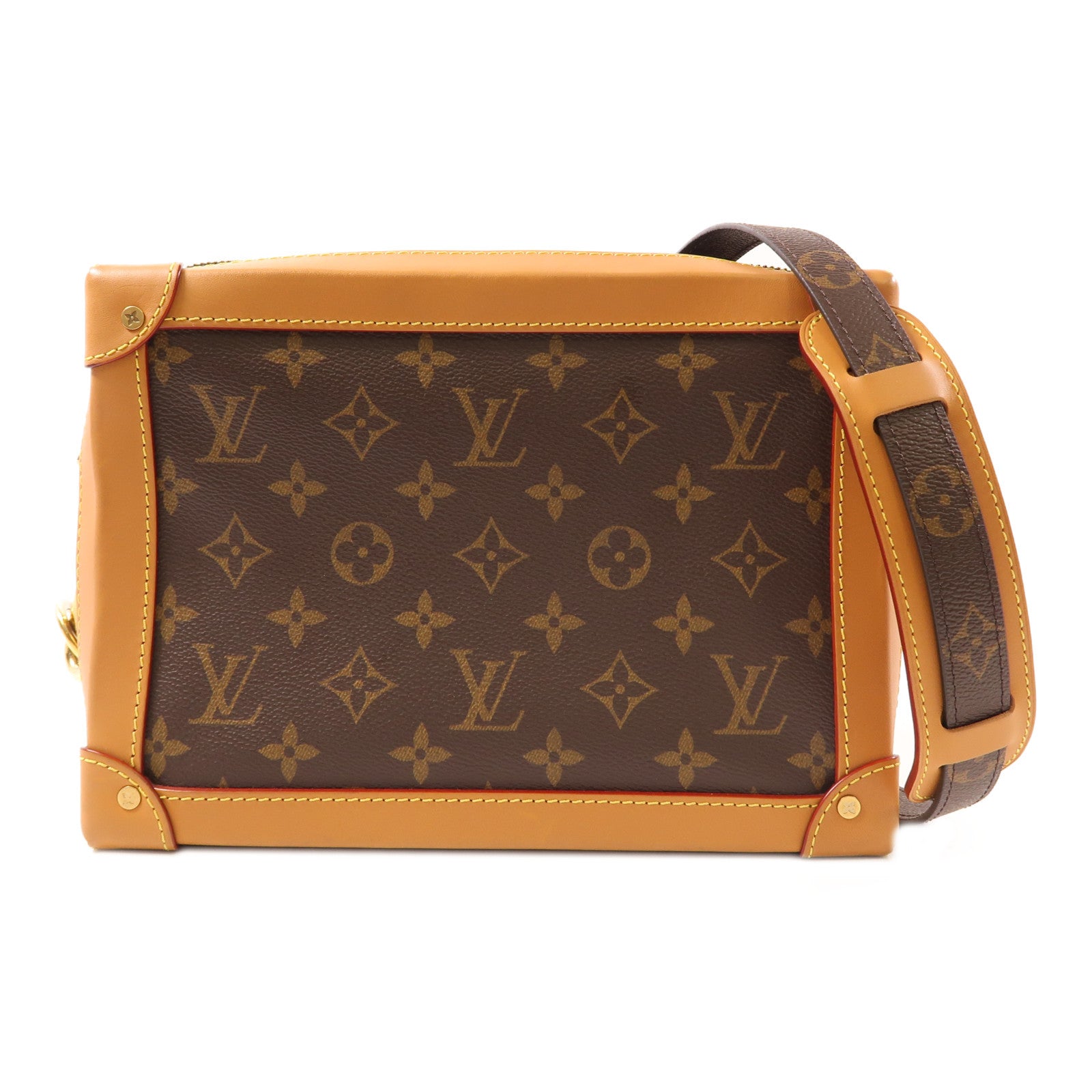 LOUIS VUITTON Monogram Soft Trunk金扣肩背袋棕色