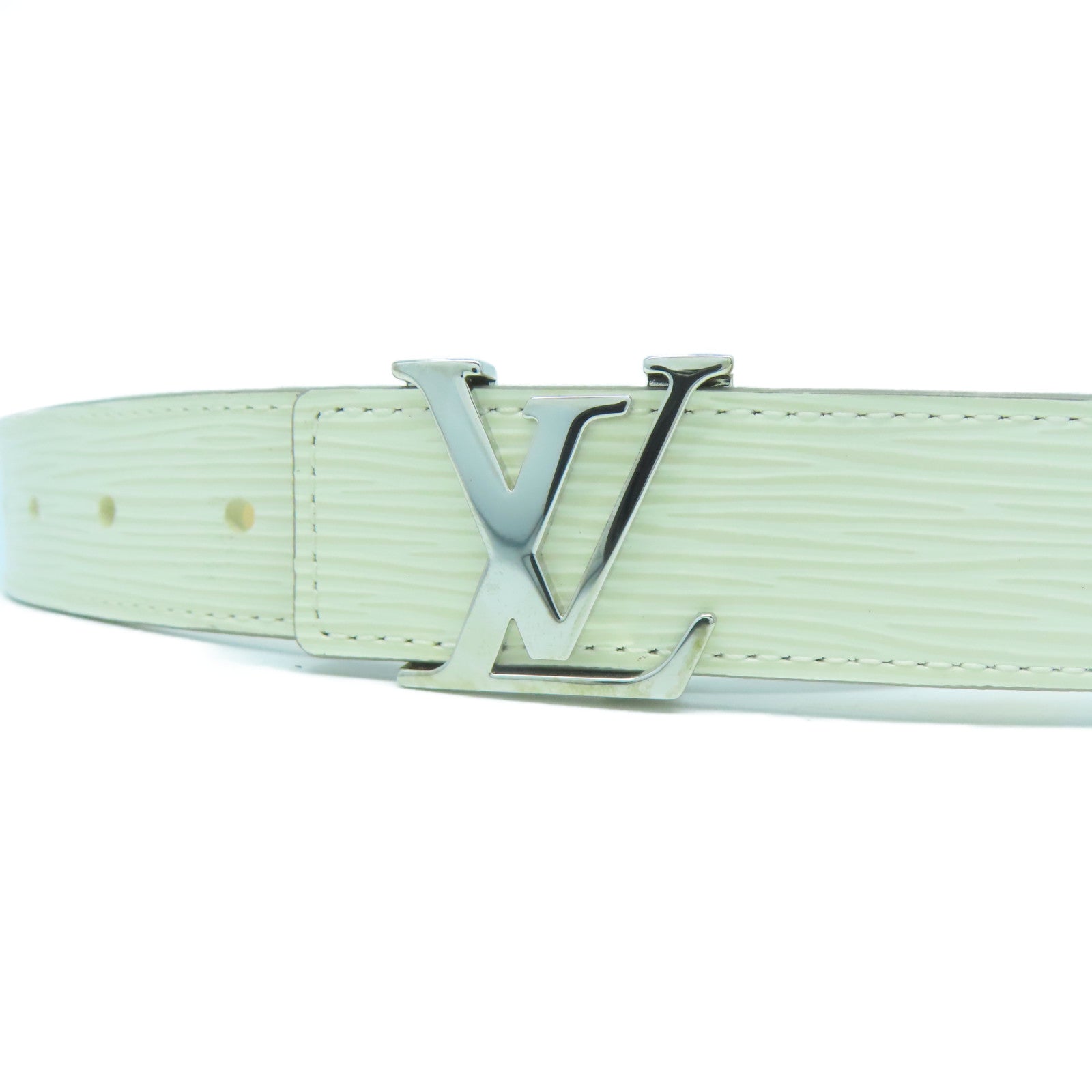 LOUIS VUITTON 【激減優惠】Epi Initial Belt銀扣皮帶白色