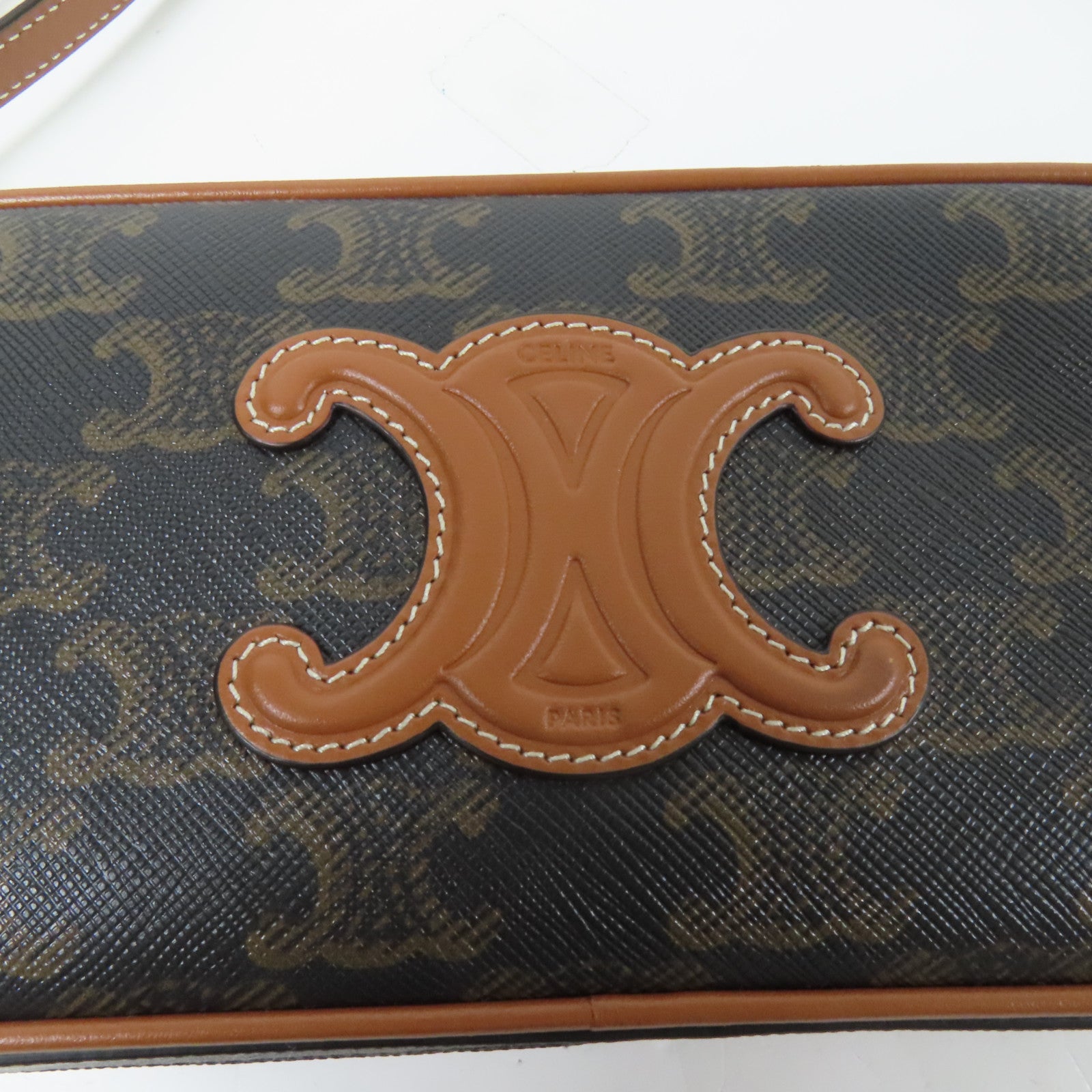 CELINE 【激減優惠】塗層帆布Shoulder Bag金扣肩背袋