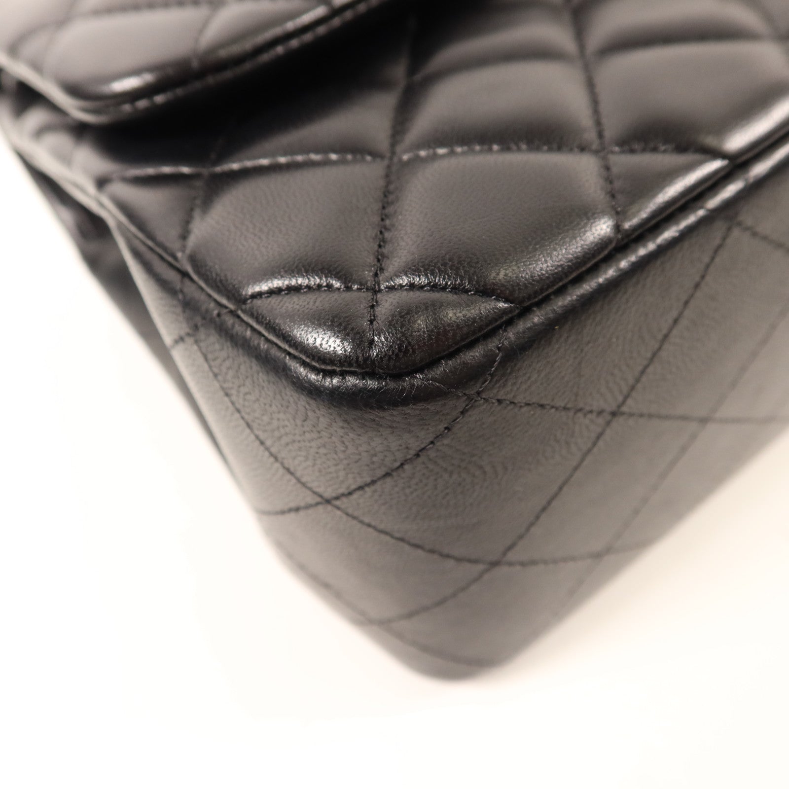 CHANEL 羊皮皮革Large Classic銀扣鏈帶肩背袋