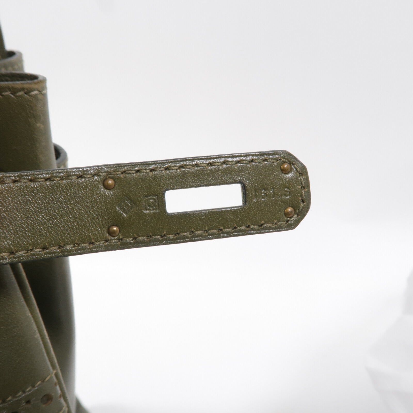 HERMES Tadelakt皮革Birkin 35 Ghillies手挽袋Vert Veronese
