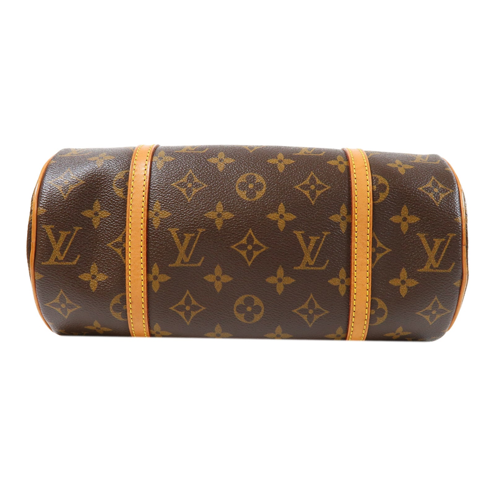 LOUIS VUITTON Monogram Papillon PM金扣手挽袋棕色